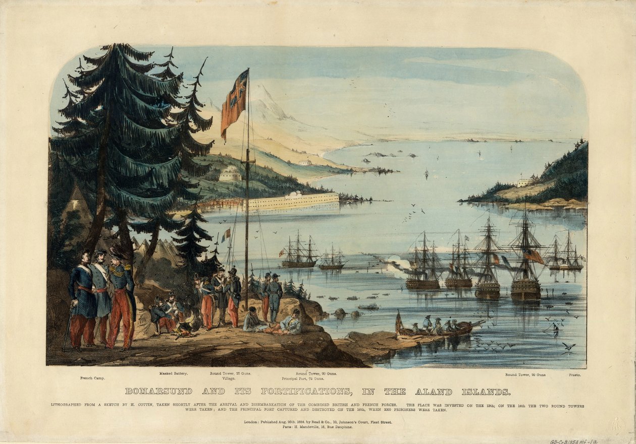 बमर्सुंड और इसकी किलेबंदी, अलंड द्वीप समूह 1854, 1854 में द्वारा अज्ञात