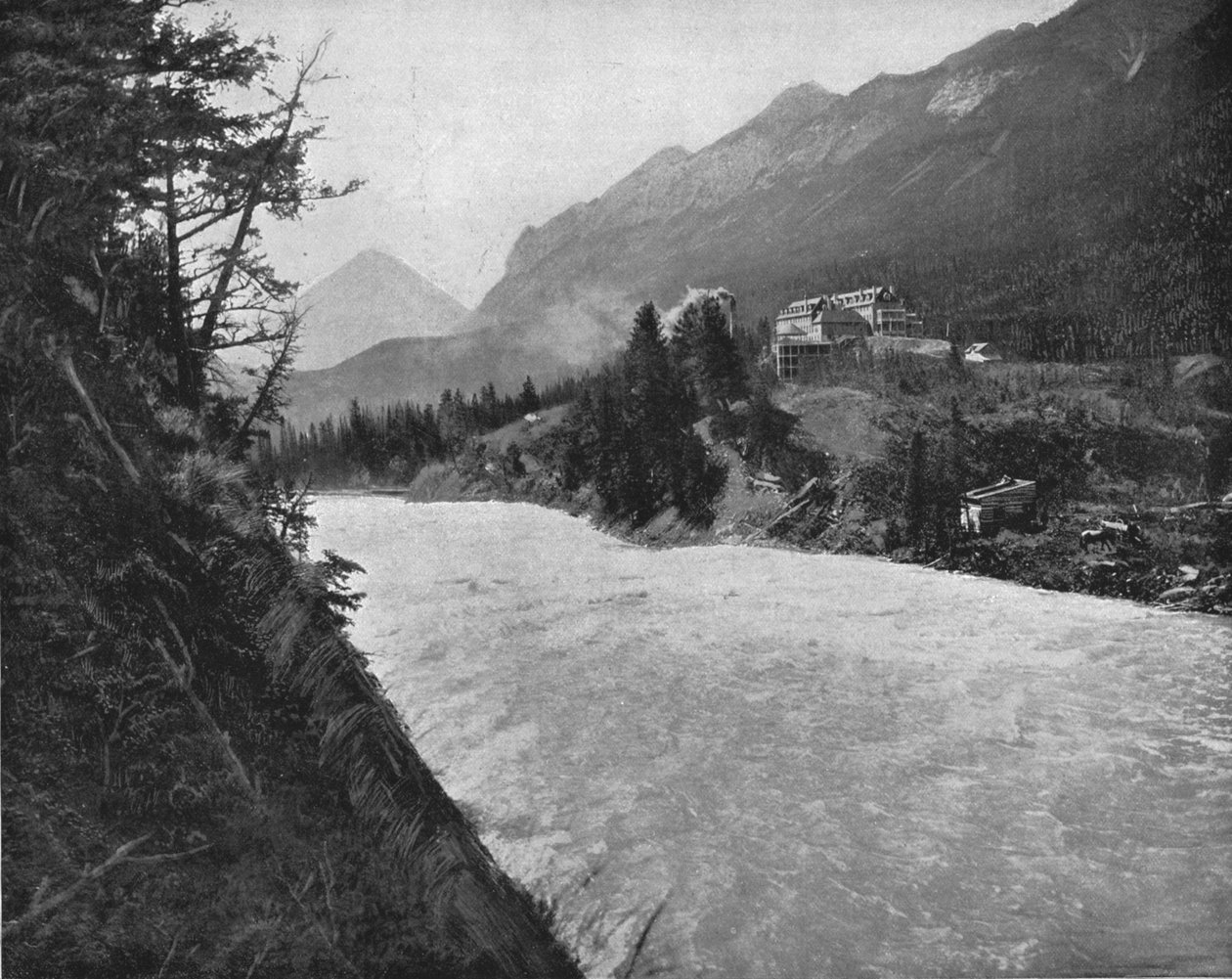 बो रिवर रैपिड्स, बानफ, उत्तर पश्चिम क्षेत्र, कनाडा, c1900। द्वारा अज्ञात