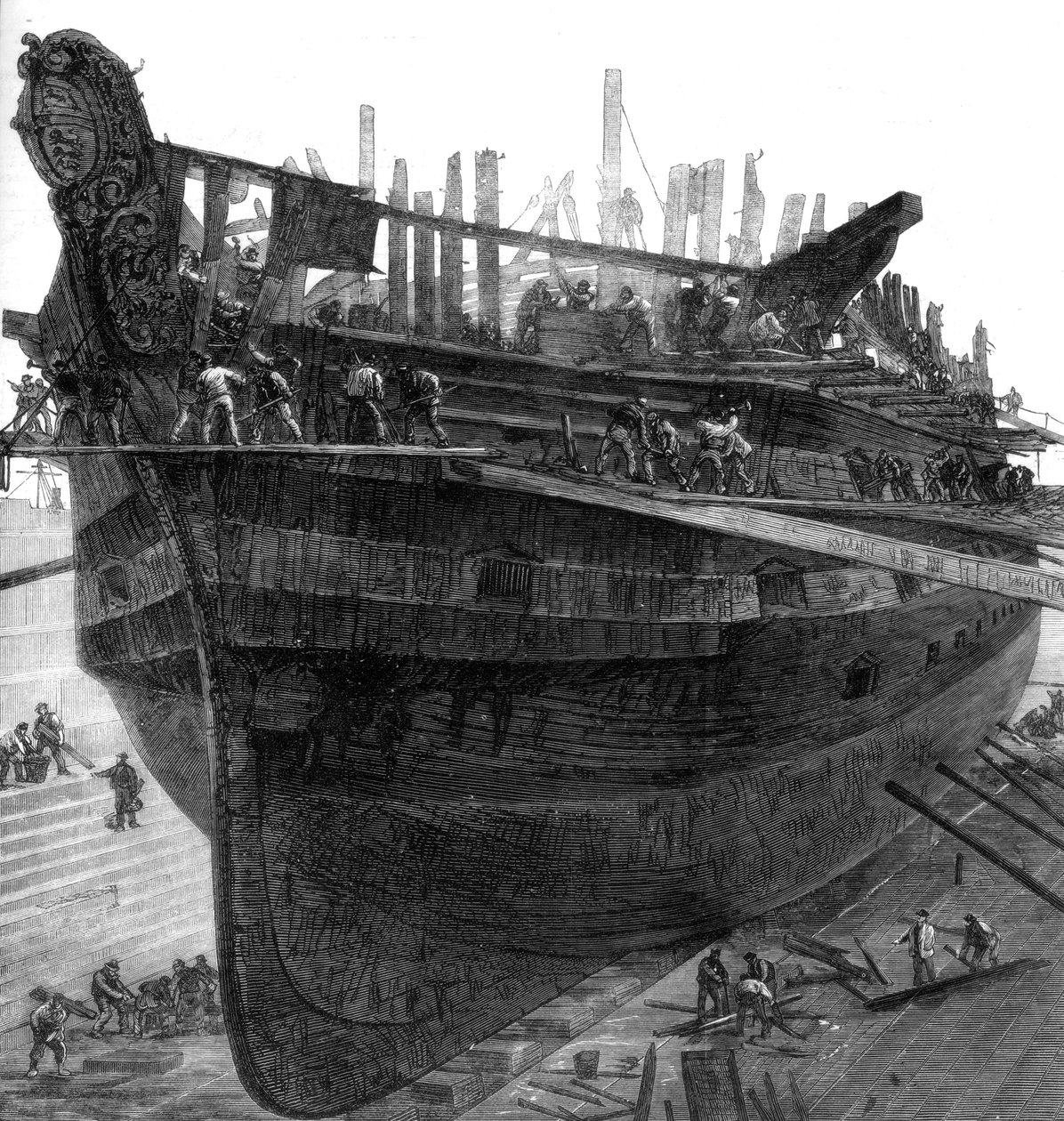1875 के चैथम डॉकयार्ड में अस्पताल के जहाज Dreadnought को तोड़ते हुए द्वारा अज्ञात