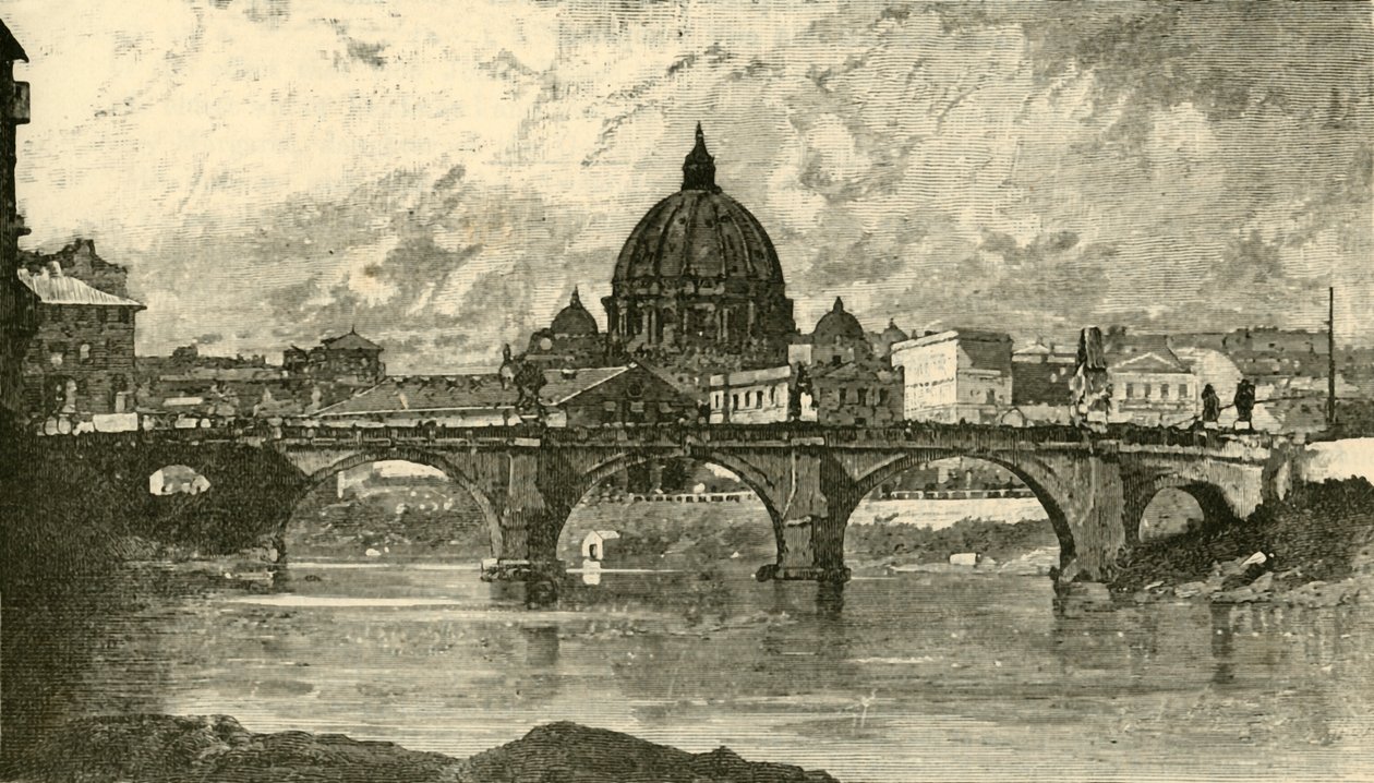 ब्रिज ऑफ सेंट एंजेलो, रोम, 1890। द्वारा अज्ञात