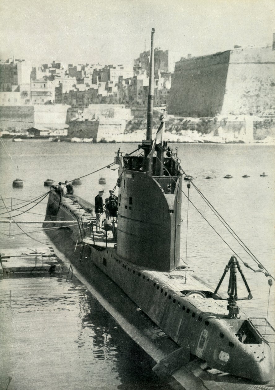 माल्टा में ब्रिटिश पनडुब्बी, द्वितीय विश्व युद्ध, 1945। द्वारा अज्ञात
