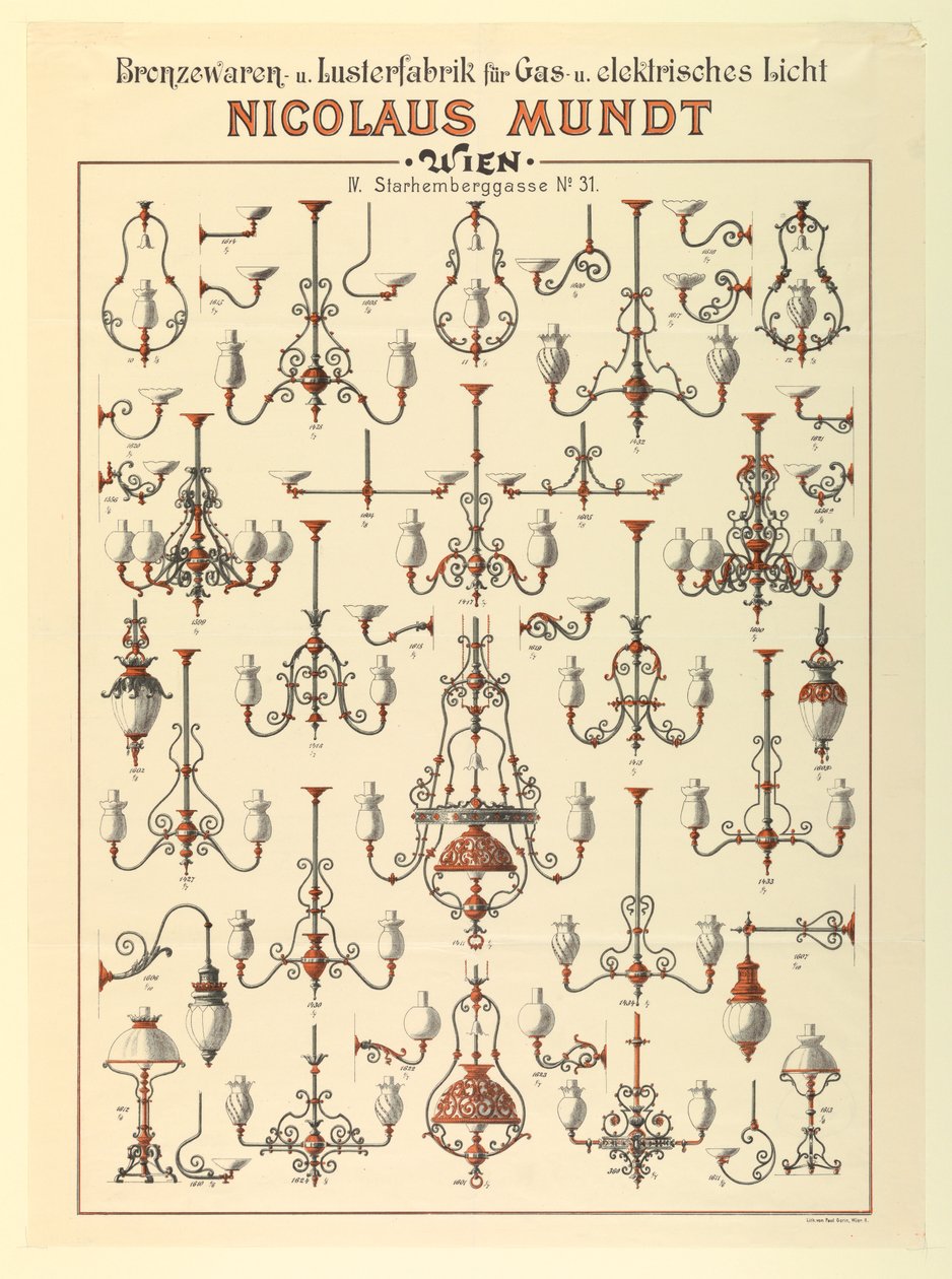 ब्रॉडसाइड, गैस लाइटिंग फिक्स्चर के लिए विज्ञापन, ca. 1895 द्वारा अज्ञात