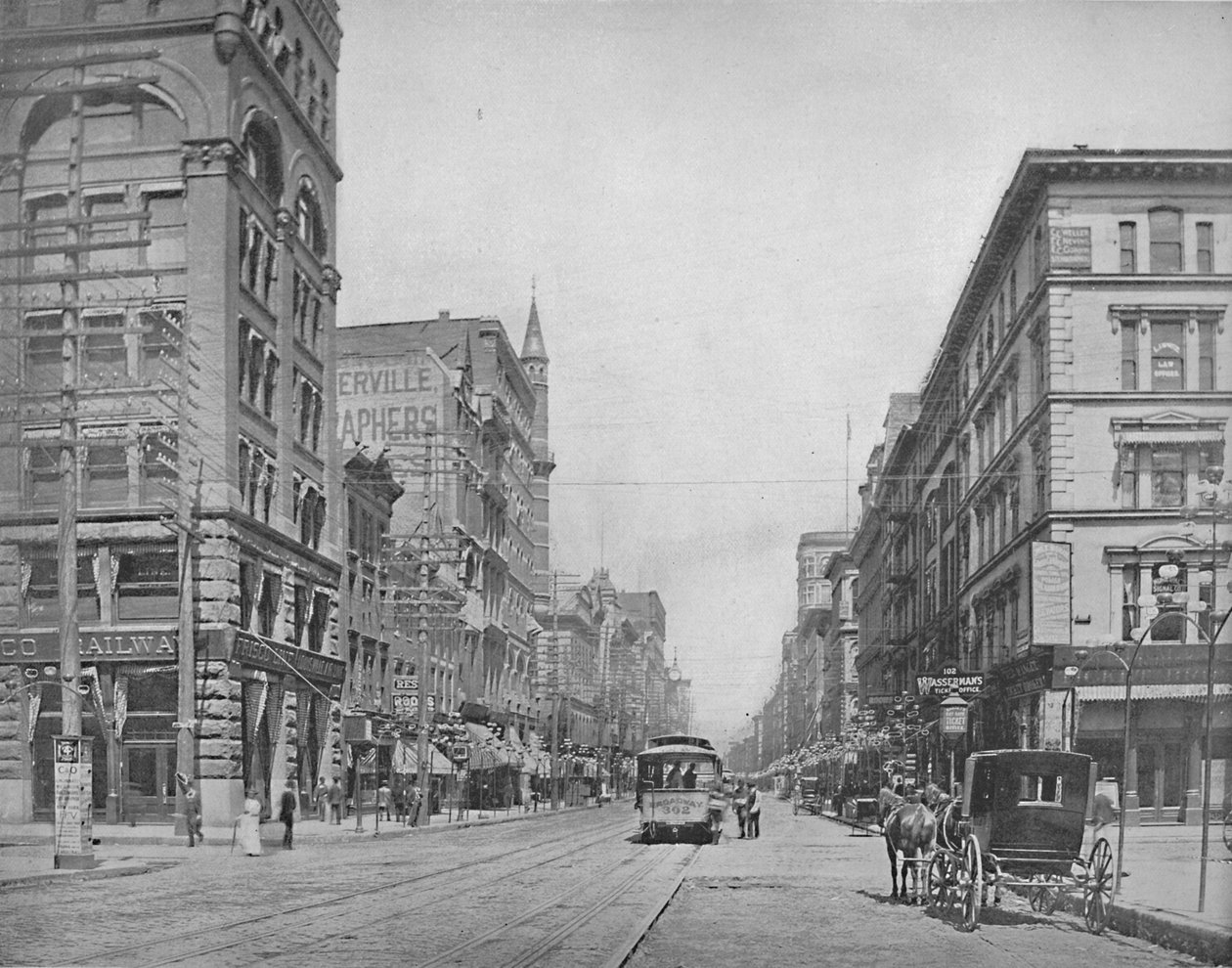 ब्रॉडवे, चेस्टनट स्ट्रीट से उत्तर, सेंट लुइस, c1897। द्वारा अज्ञात