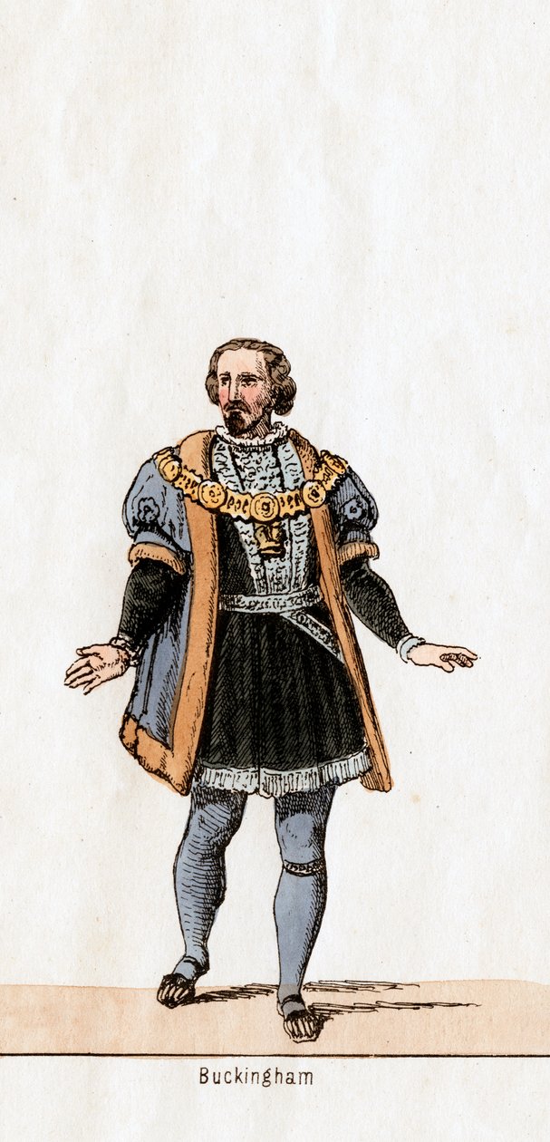 बकिंघम, शेक्सपियर के लिए पोशाक डिजाइन, हेनरी VIII, 19 वीं शताब्दी द्वारा अज्ञात