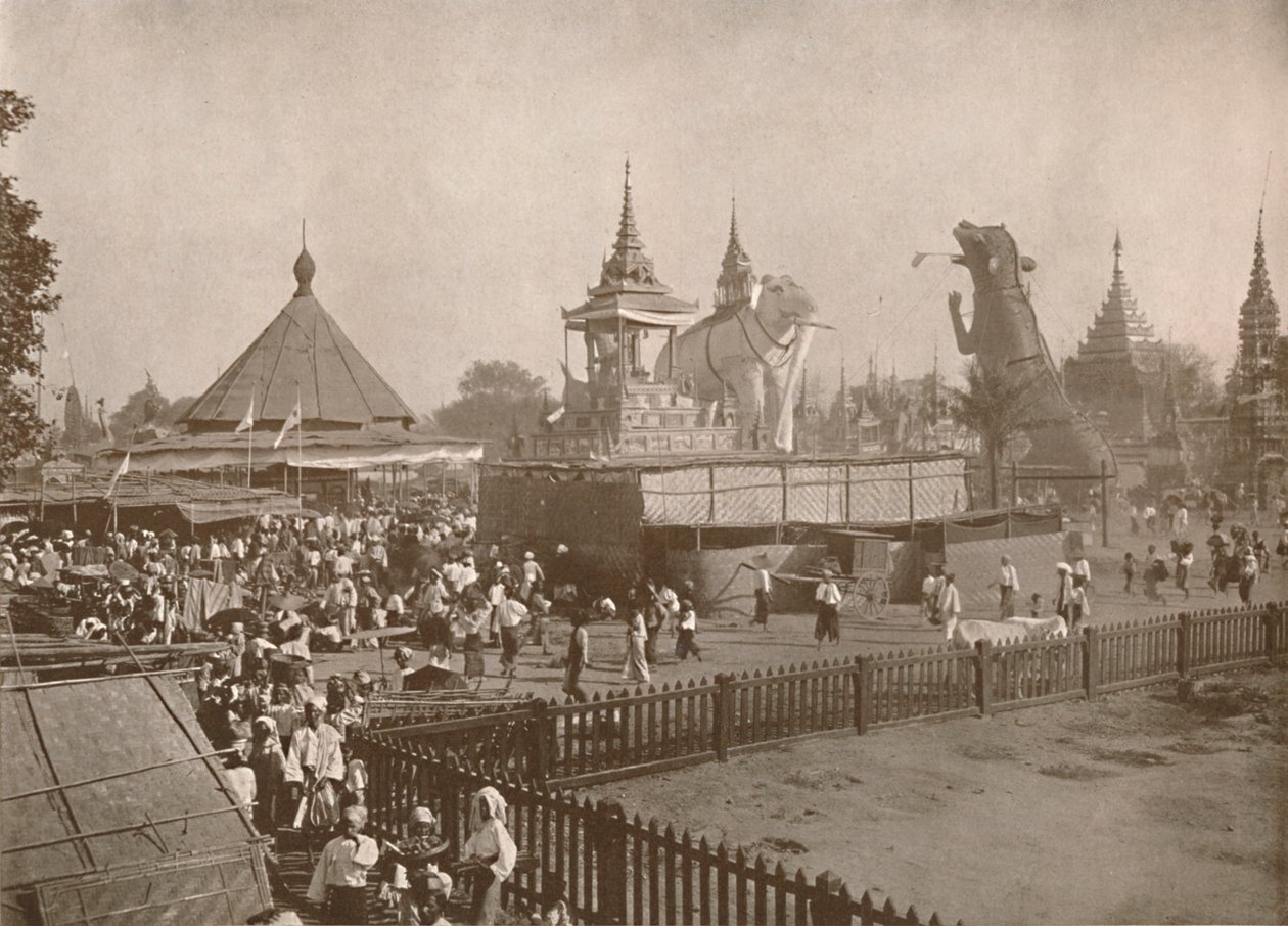 बौद्ध निर्माण दृश्य। - एक फोंगी-बायन, 1900। द्वारा अज्ञात