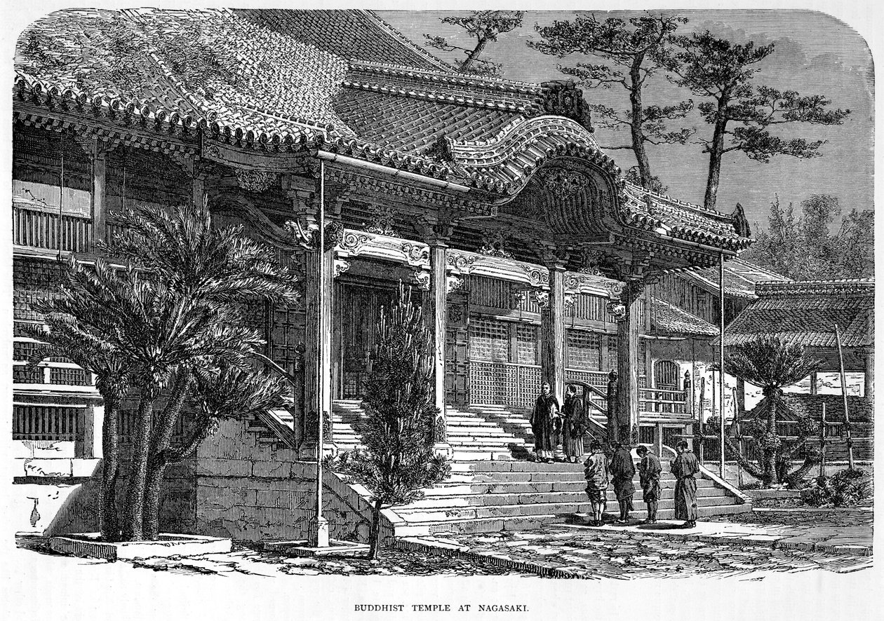 नागासाकी, जापान में बौद्ध मंदिर, c1880 द्वारा अज्ञात