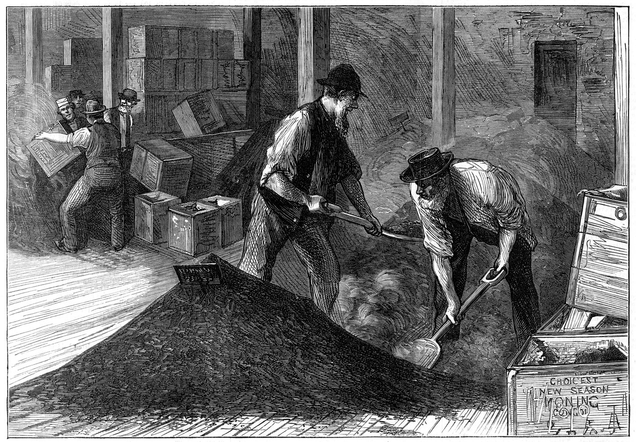 1874 में एक चाय के गोदाम में चाय पीना द्वारा अज्ञात