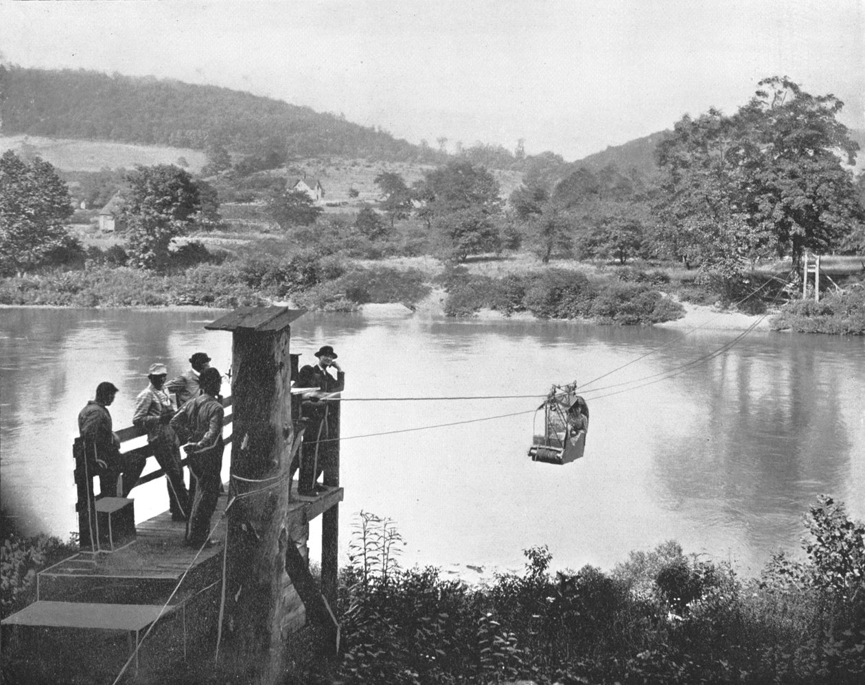 केबल फेरी, ला कोले के पास, पेंसिल्वेनिया, संयुक्त राज्य अमेरिका, c1900। द्वारा अज्ञात