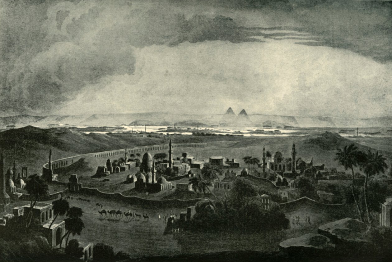 काहिरा और पिरामिड, 19 वीं सदी की शुरुआत में, 1901। द्वारा अज्ञात