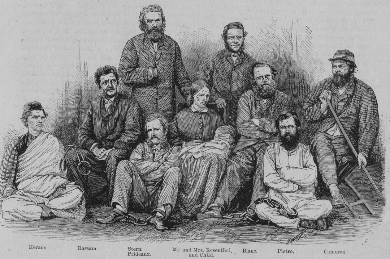 कैप्टन कैमरन और अन्य एबिसिनियन कैप्टिव्स, c1864। द्वारा अज्ञात