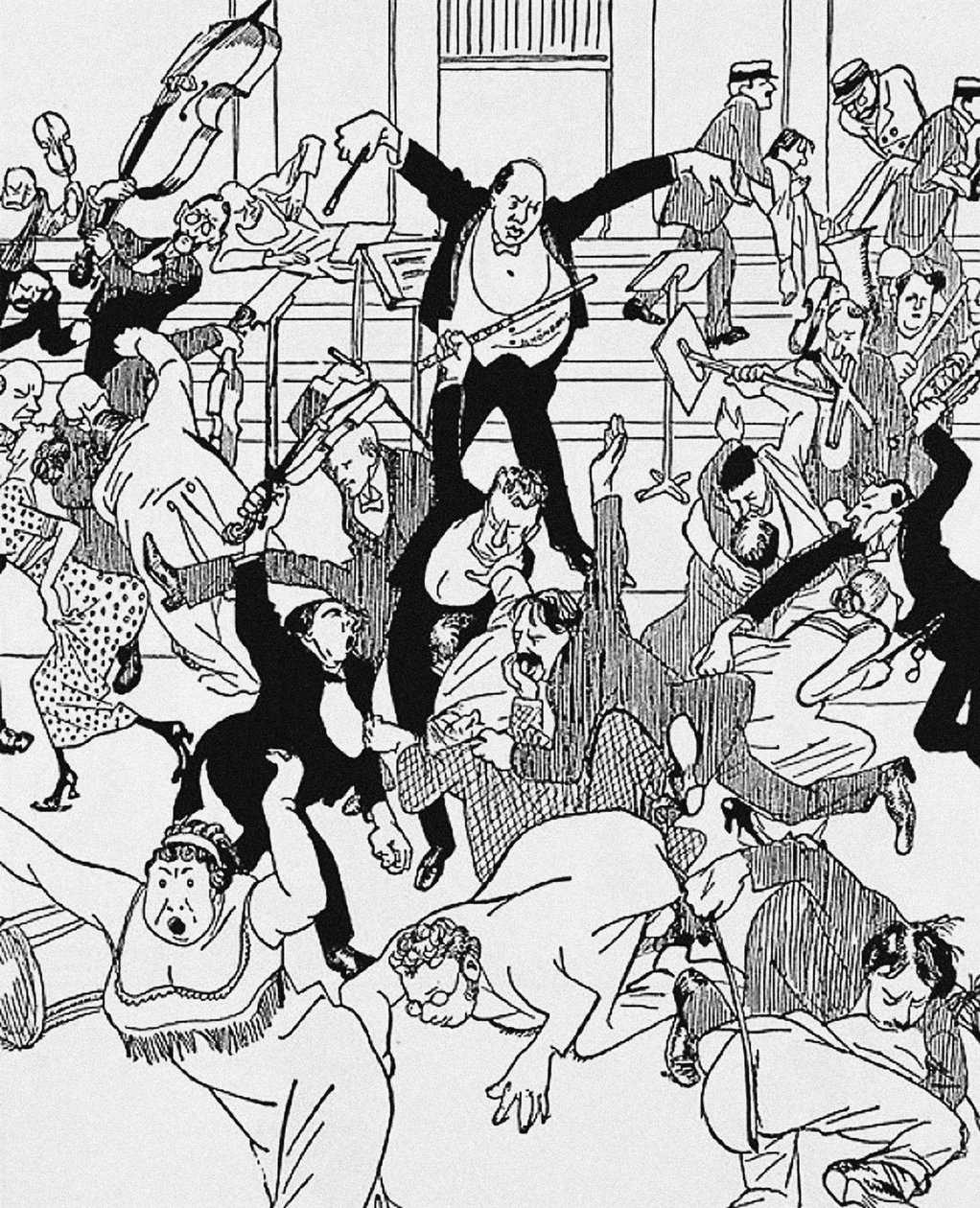 वियना, 1913 में 31 मार्च 1913 को स्कोनबर्ग्स चैंबर सिम्फनी नंबर 1 पर कैरिकेचर द्वारा अज्ञात