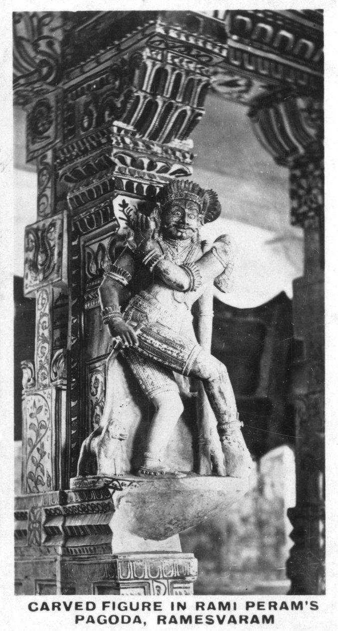 रामी पेरम्स पैगोडा, रामेश्वरम, भारत में नक्काशीदार चित्र, c1925 द्वारा अज्ञात