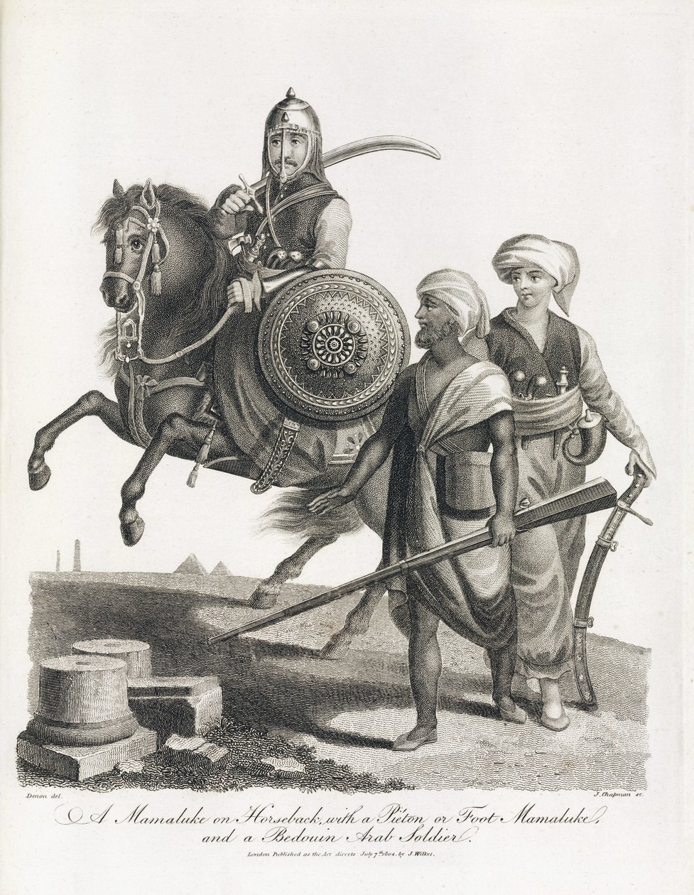 मामलुक घुड़सवार और मामलुक और बेडौइन पैदल सेना के सैनिक, 1804 में द्वारा अज्ञात