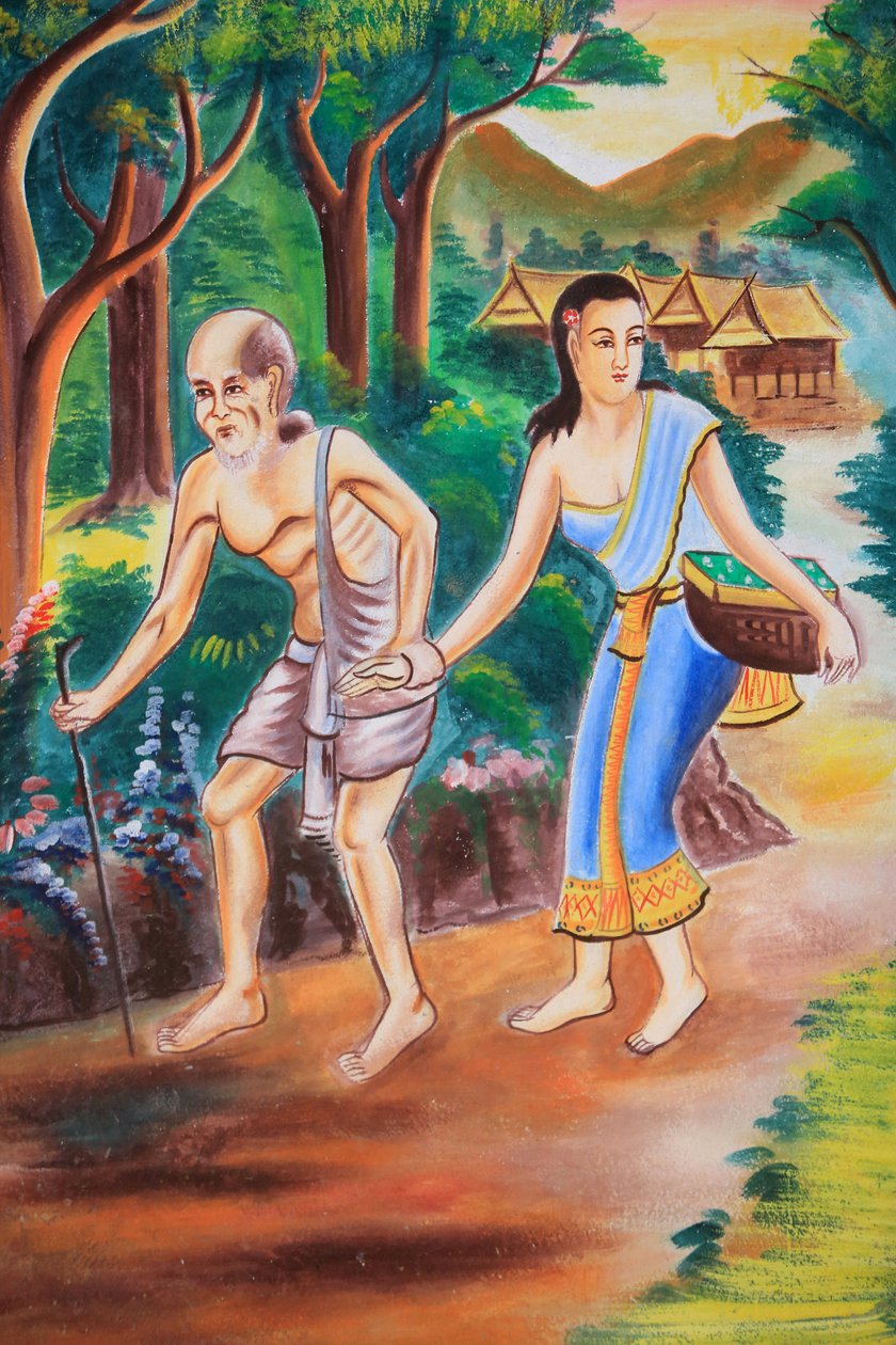 बुद्ध के जीवन को दर्शाती छत की कलाकृति। वाट सी सू मांग करम मंदिर। विएंग वांग। लाओस, 20151102, विएंग वांग, लाओस द्वारा अज्ञात