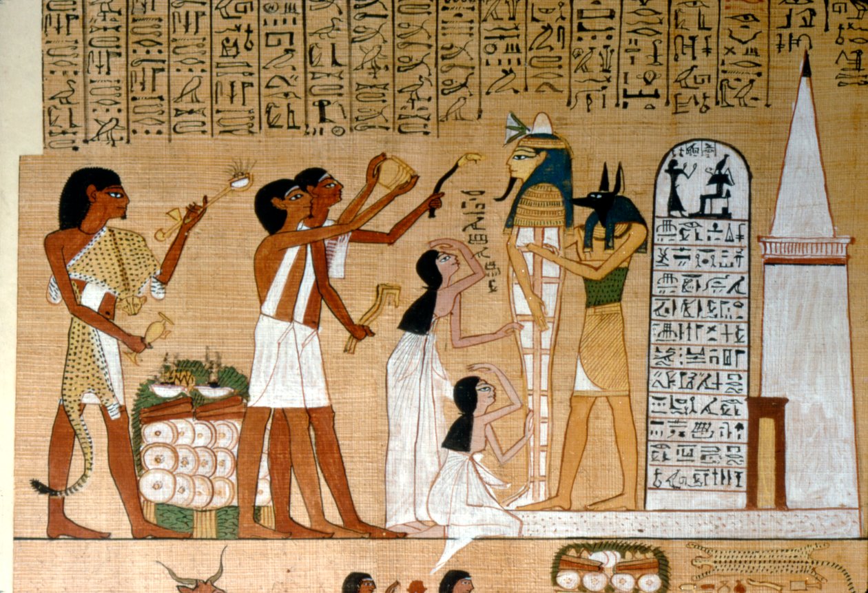 मकबरे से पहले ममी का मुँह खोलने का समारोह, c1300BC द्वारा अज्ञात
