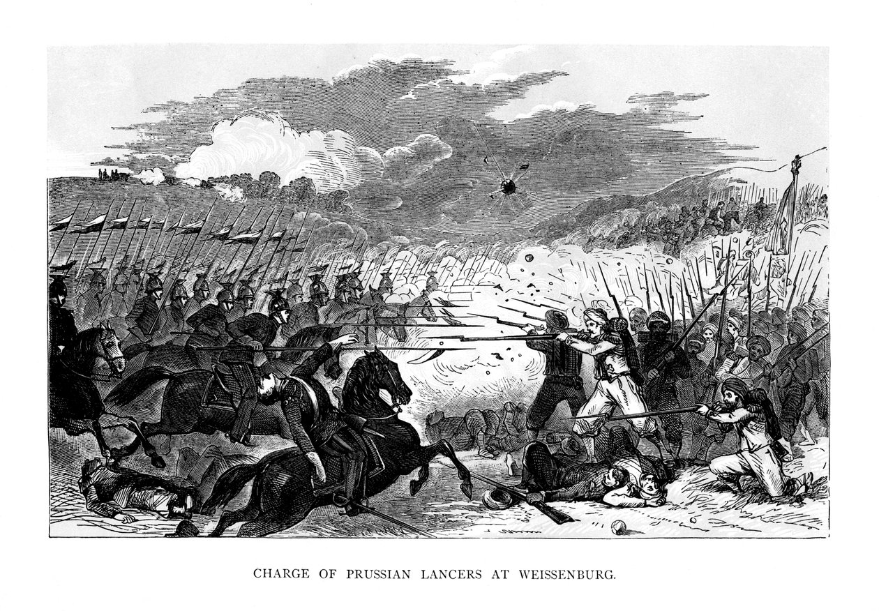 1870, 1875 में वेइसनबर्ग में प्रशिया लांसर्स का प्रभार द्वारा अज्ञात