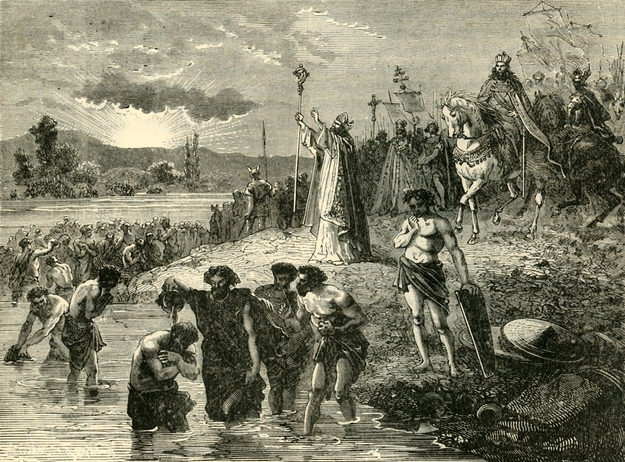 शारलेमेन वैक्सर, 782AD में बपतिस्मा लेने के लिए सैक्सन्स का कारण। 1890। द्वारा अज्ञात