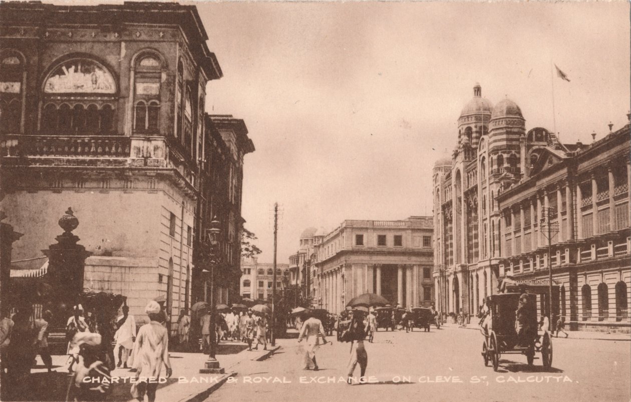 क्लीव सेंट, कलकत्ता पर चार्टर्ड बैंक और रॉयल एक्सचेंज, c1900 द्वारा अज्ञात