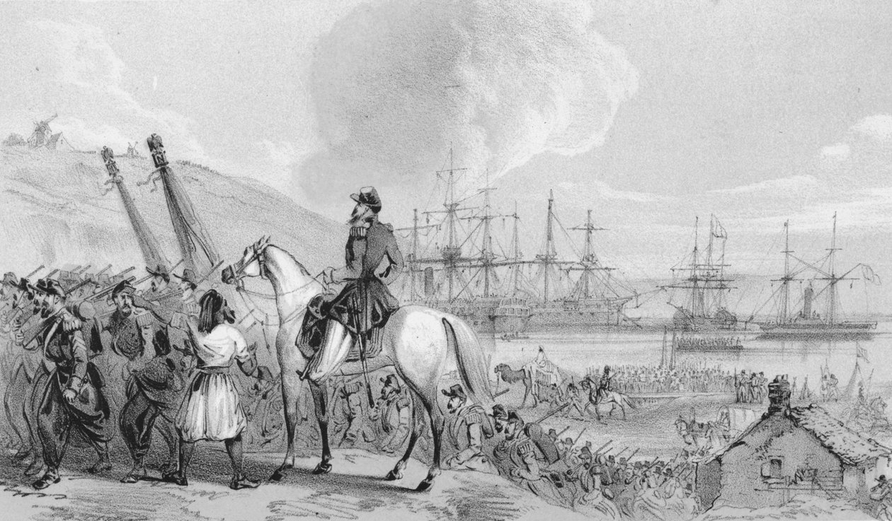 चेरसन - कोसैक बे। फ्रेंच लैंडिंग प्लेस और डिपो, c1850s। द्वारा अज्ञात