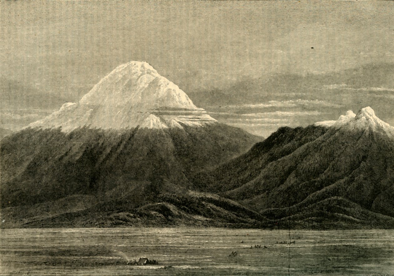 रिंबाबा, 1881 की दिशा से चिम्बोराजो और कारिहुआराज़ैओ। द्वारा अज्ञात