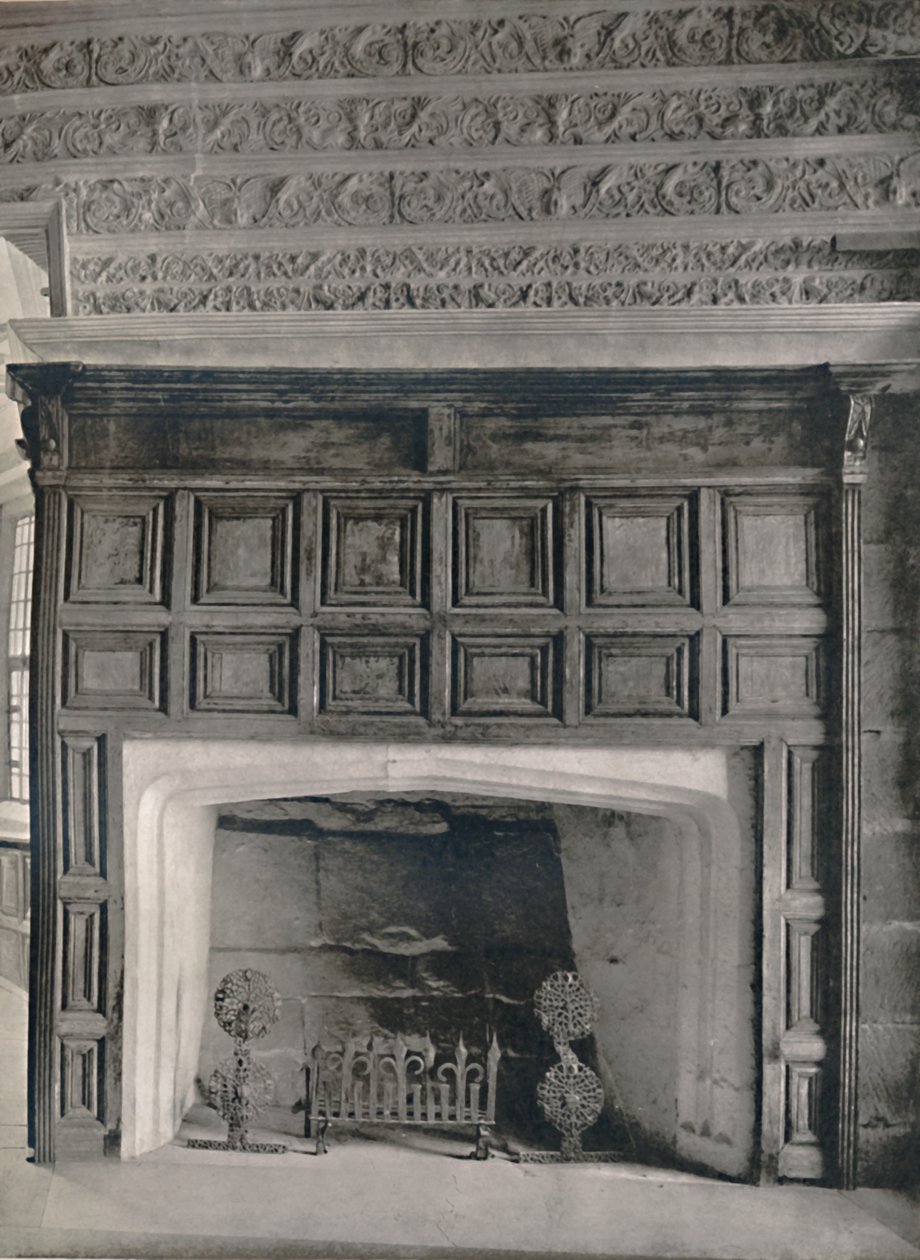 डाइनिंग रूम, चिमनी हॉल, डर्बीशायर, 1927 में चिमनी-पीस द्वारा अज्ञात