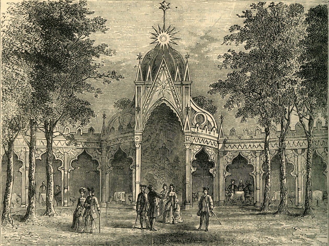 वॉक्सहॉल गार्डन में चीनी मंडप, c1878। द्वारा अज्ञात