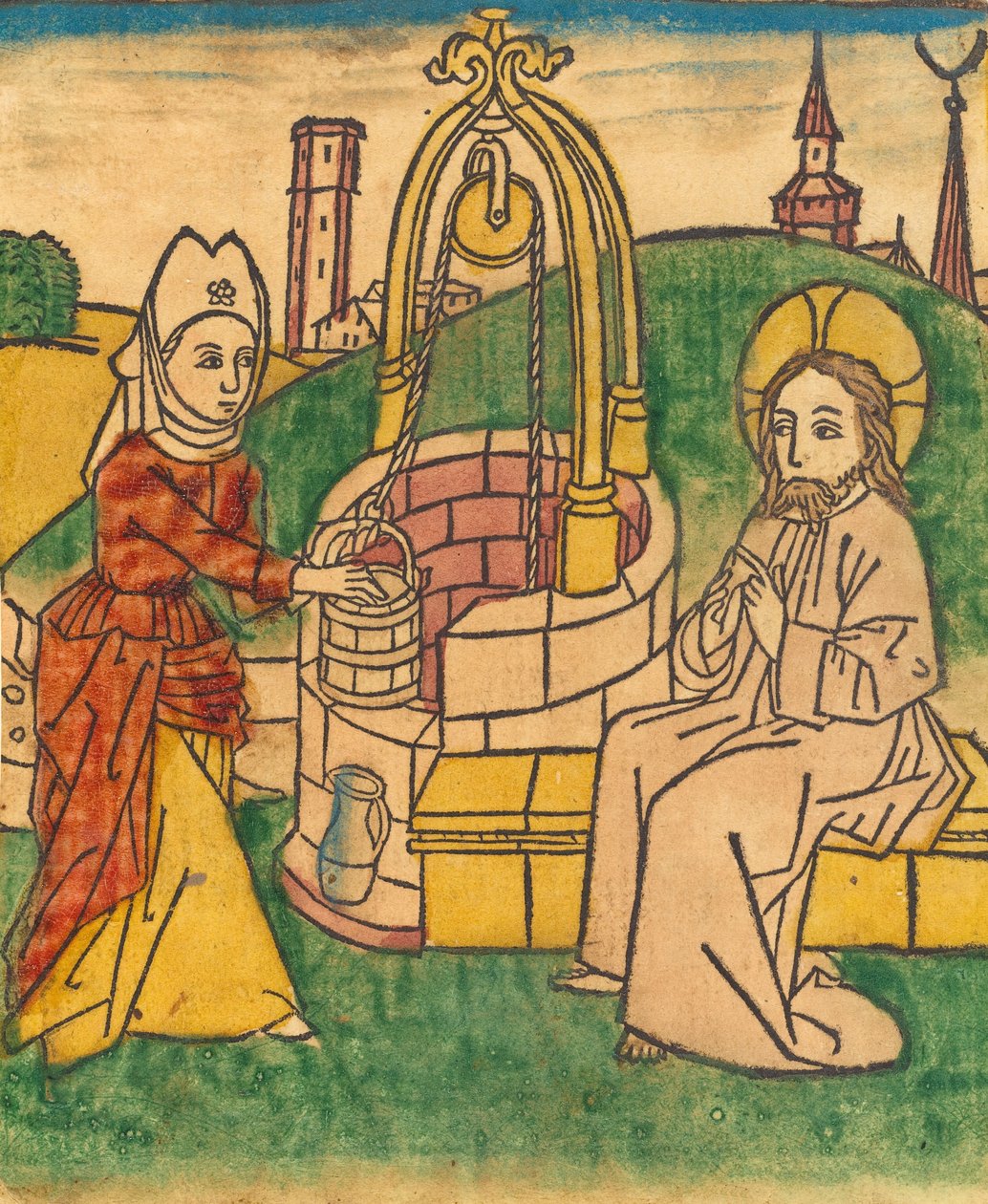 ईसा मसीह और सामरिया की महिला, संभवतः 1485। द्वारा अज्ञात