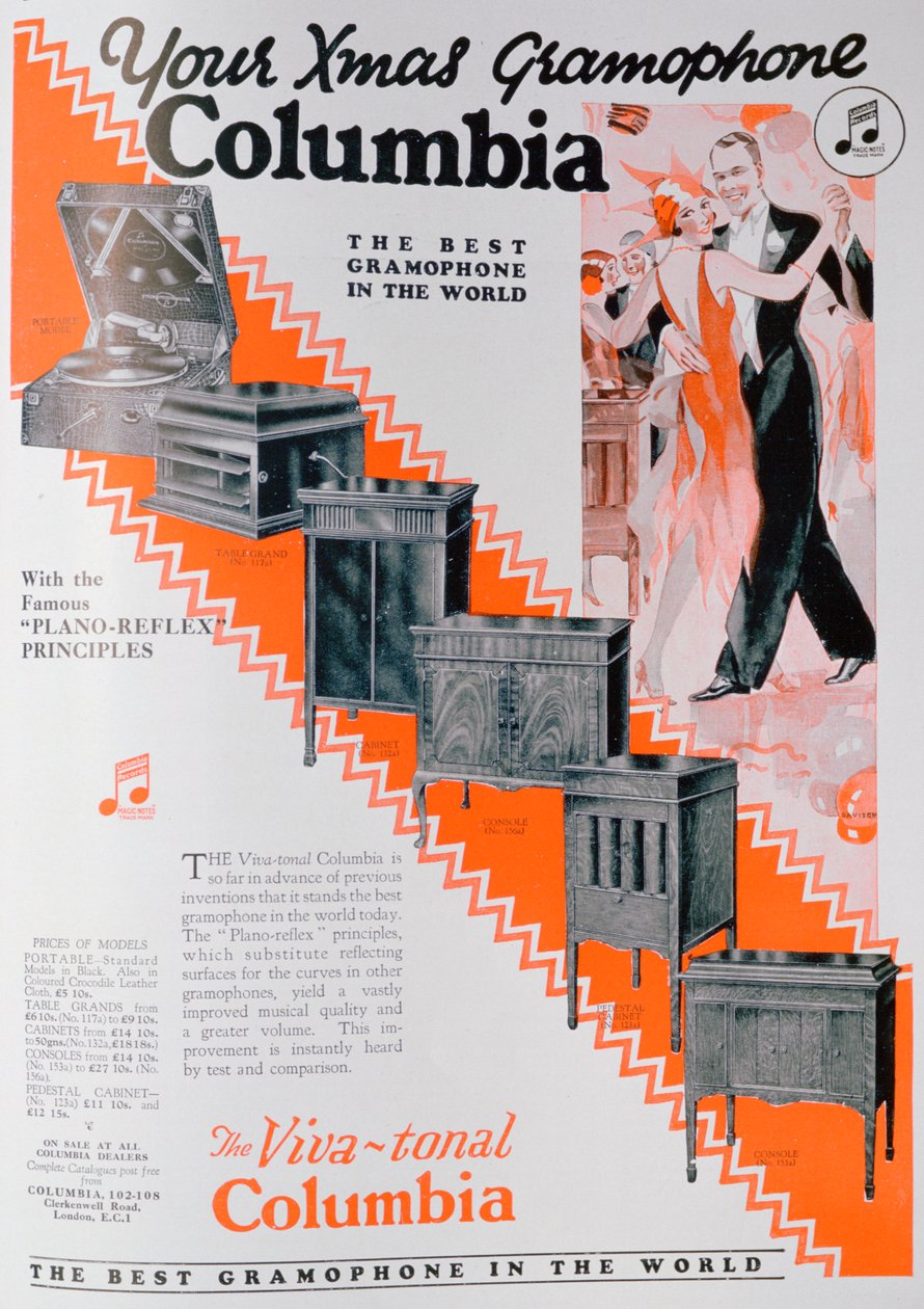कोलंबिया ग्रामोफोन के लिए क्रिसमस विज्ञापन, 1929 द्वारा अज्ञात