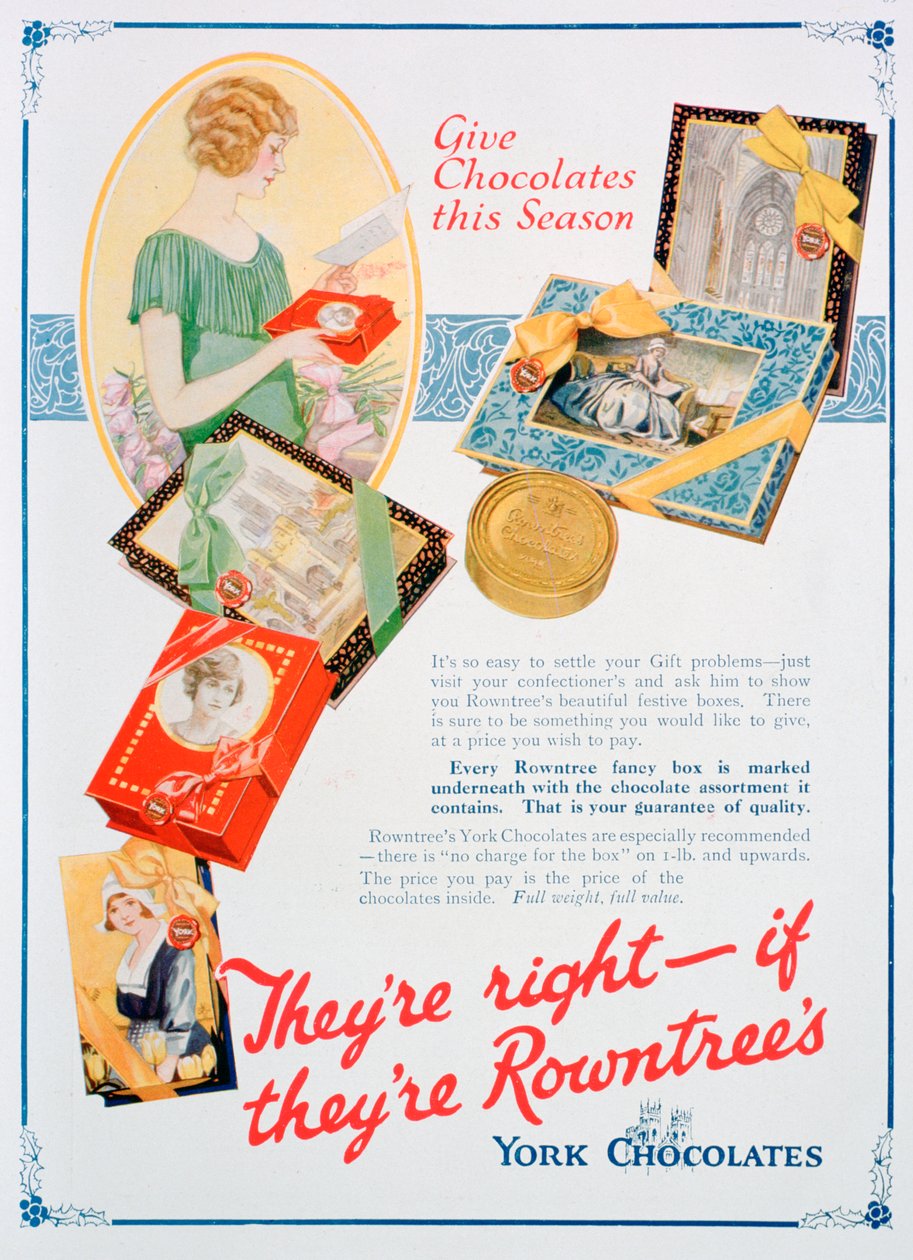 Rowntrees York Chocolates, 1924 के लिए क्रिसमस का विज्ञापन द्वारा अज्ञात