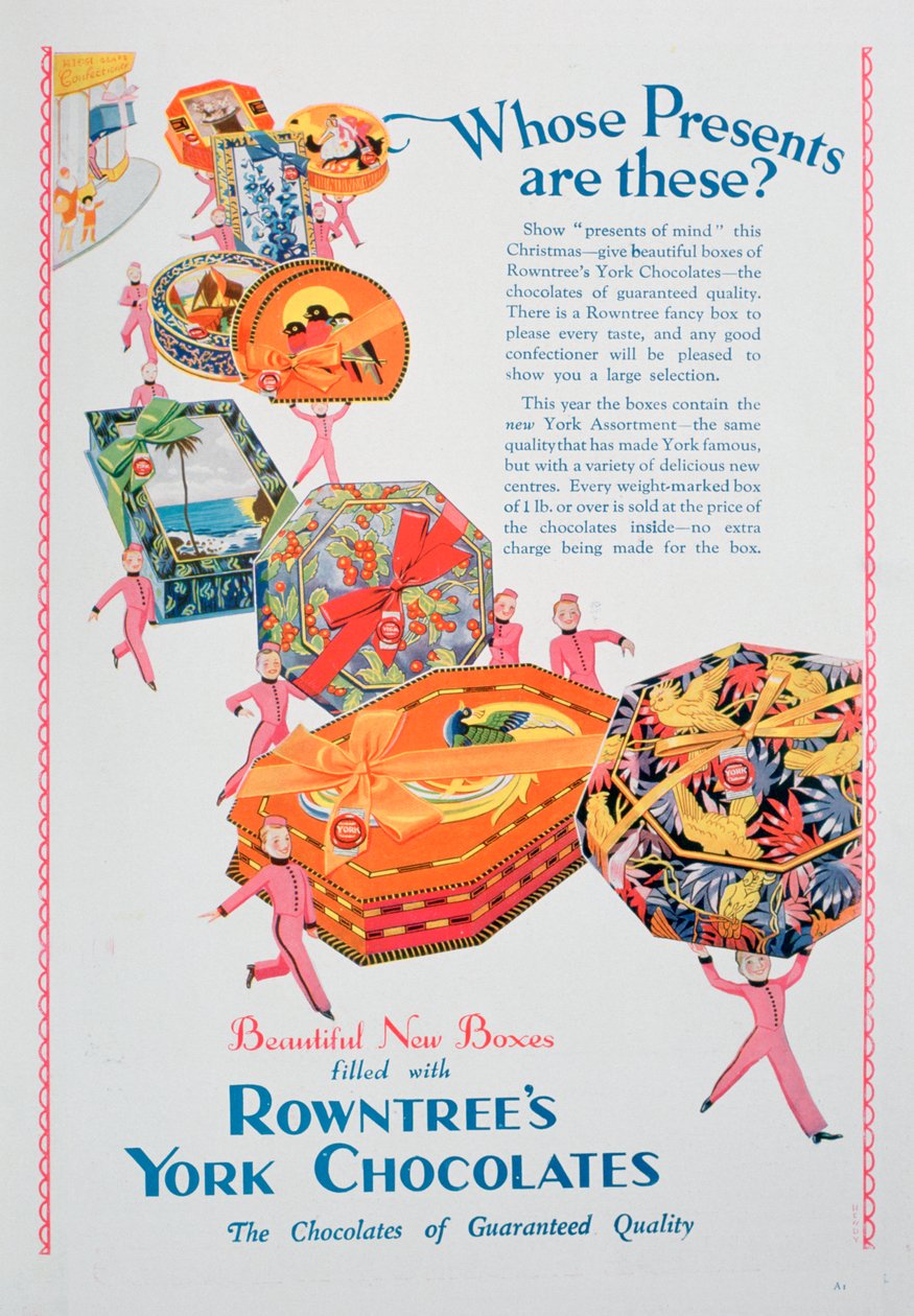 Rowntrees York Chocolates, 1928 के लिए क्रिसमस का विज्ञापन द्वारा अज्ञात