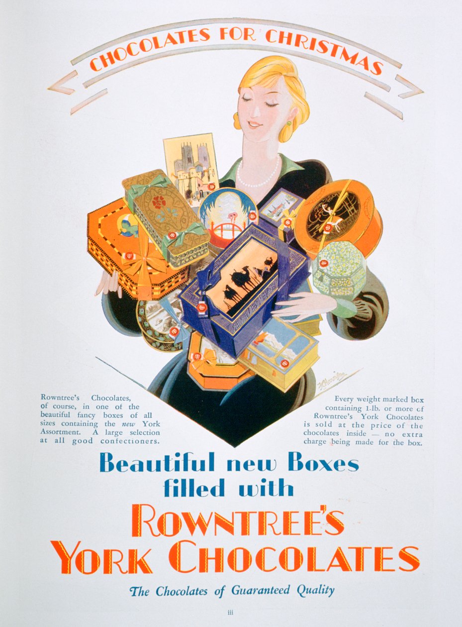 Rowntrees York Chocolates, 1928 के लिए क्रिसमस का विज्ञापन द्वारा अज्ञात