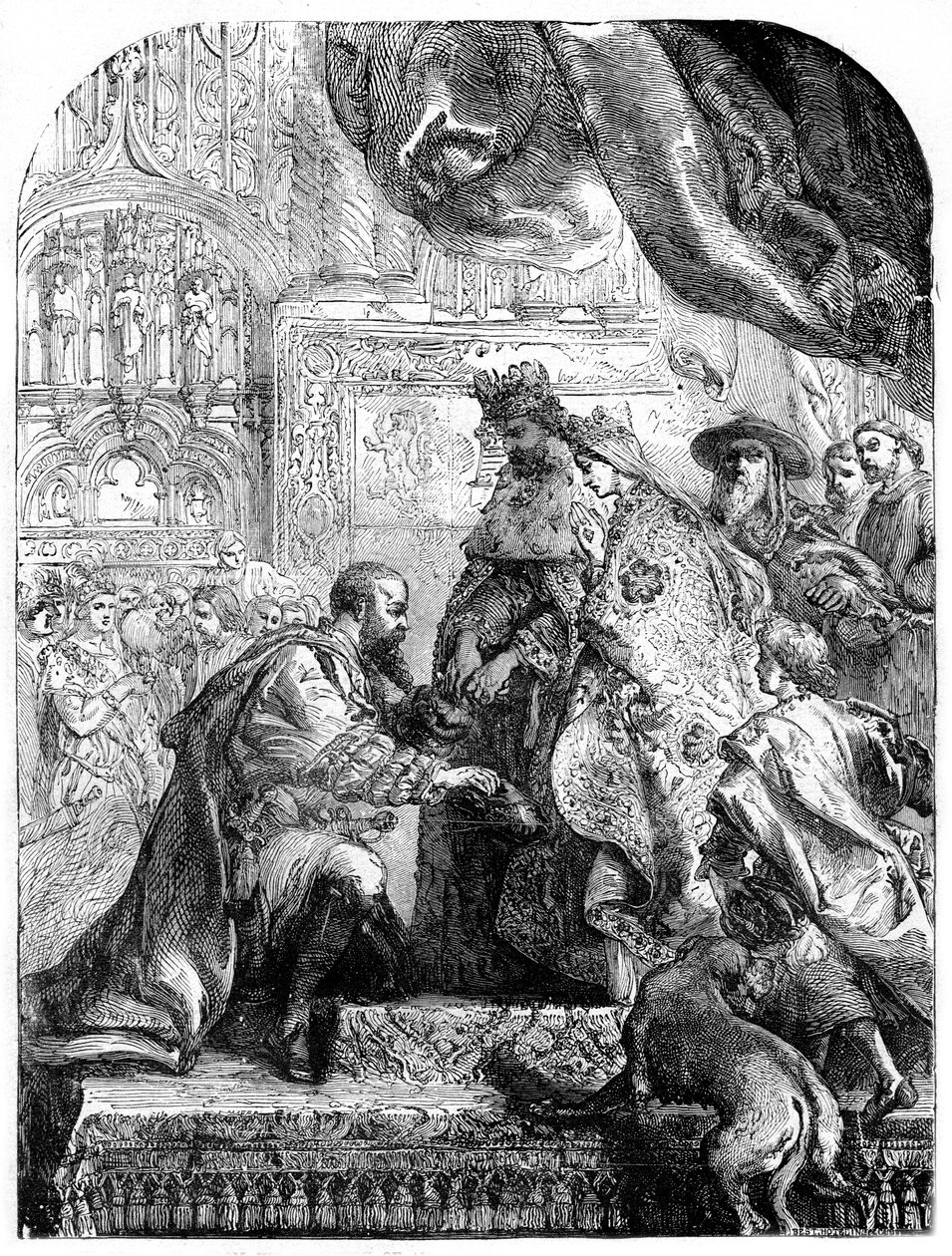 बार्सिलोना में c1490s, 1872 में फर्डिनेंड और इसाबेला द्वारा प्राप्त किया जा रहा क्रिस्टोफर कोलंबस द्वारा अज्ञात
