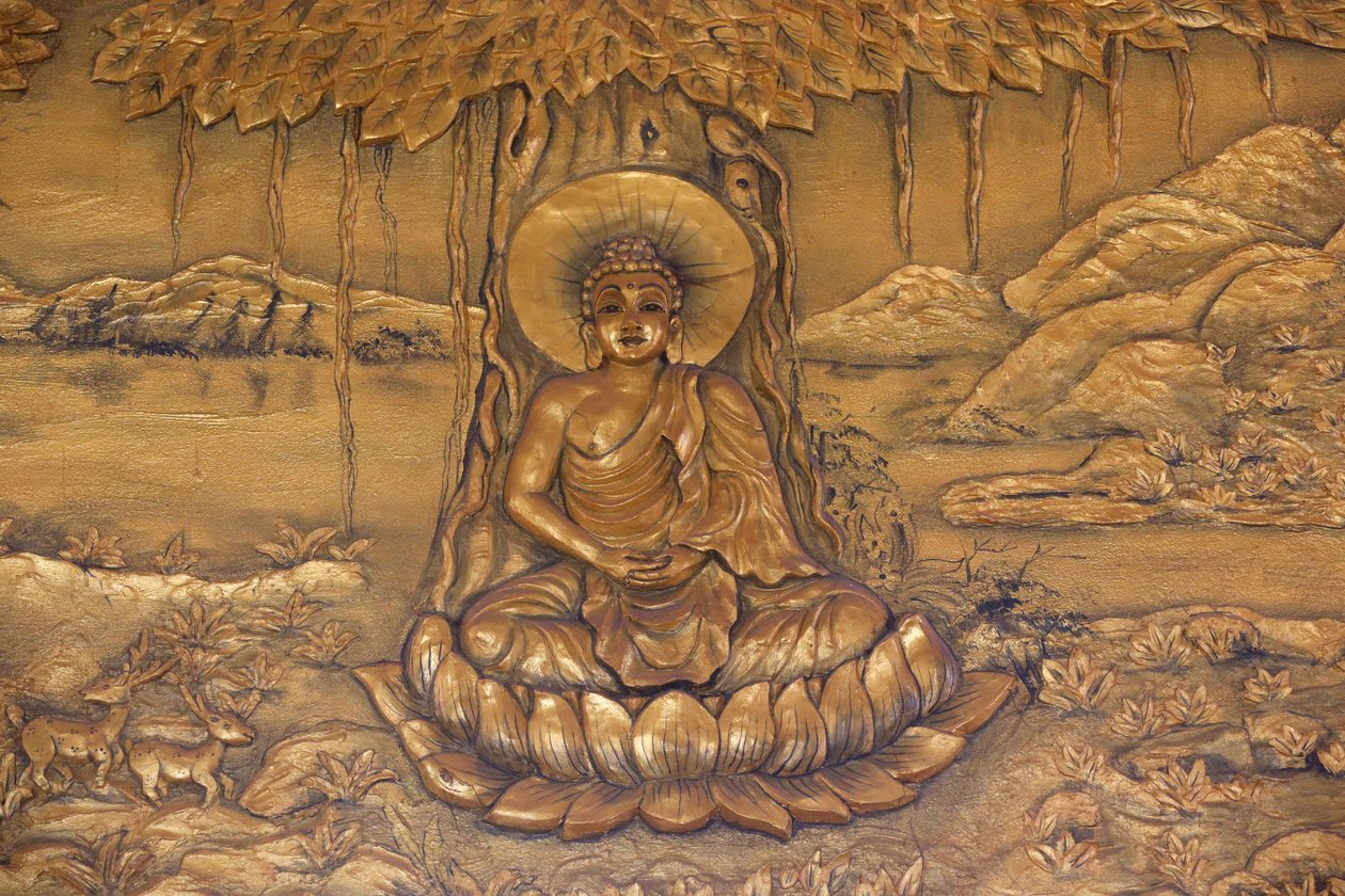 चुआ थीप लांग बौद्ध शिवालय। शाक्यमुनि बुद्ध ध्यान मुद्रा में बैठे हैं। निन्ह से। वियतनाम द्वारा अज्ञात