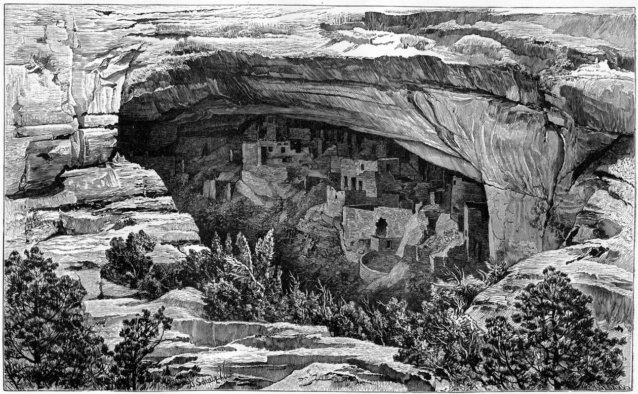 क्लिफ पैलेस घाटी, दक्षिण पश्चिम कोलोराडो, अमेरिका, 1901 में क्लिफ पैलेस द्वारा अज्ञात