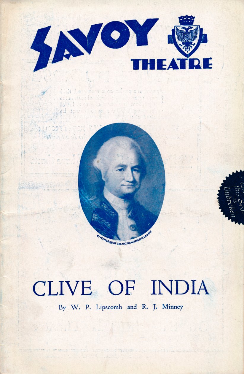 सवॉय थिएटर, 1934 के लिए क्लाइव ऑफ इंडिया कार्यक्रम द्वारा अज्ञात