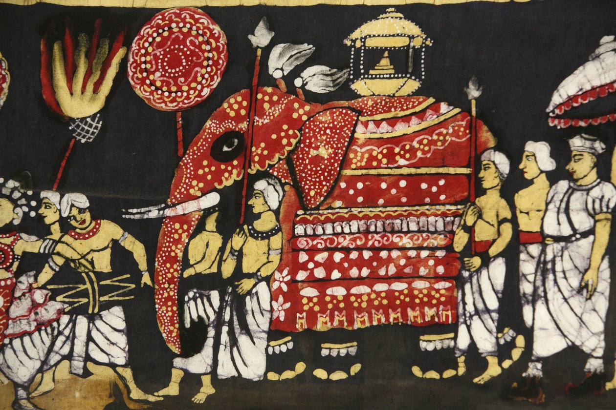 कैंडी, श्रीलंका पेरिस फ्रांस में पवित्र बुद्ध दांत अवशेष तीर्थयात्रा को दर्शाने वाला कपड़ा प्रिंट द्वारा अज्ञात