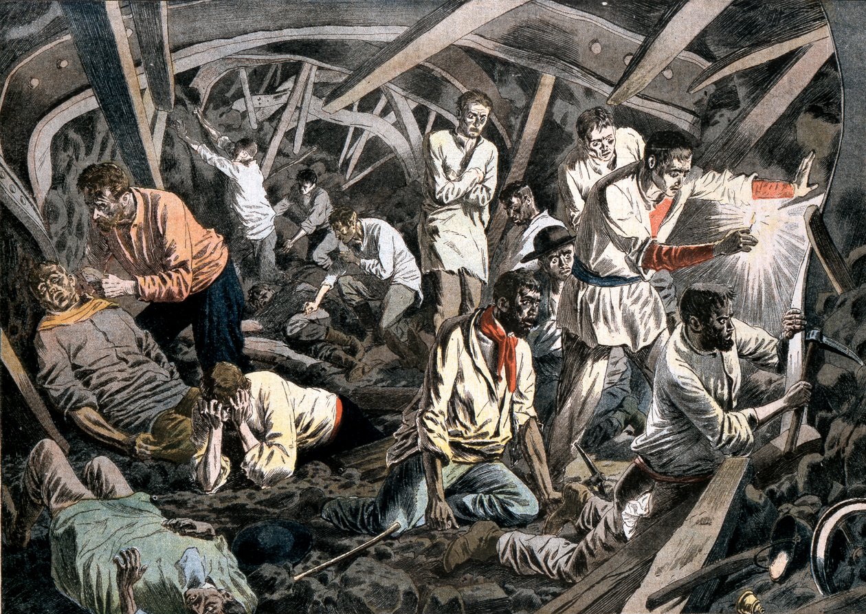 एक छत गिरने, कोलियर्स माइंस, पास-डी-कैलास, फ्रांस, 1906 द्वारा कोयला खदानों को भूमिगत कर दिया गया द्वारा अज्ञात