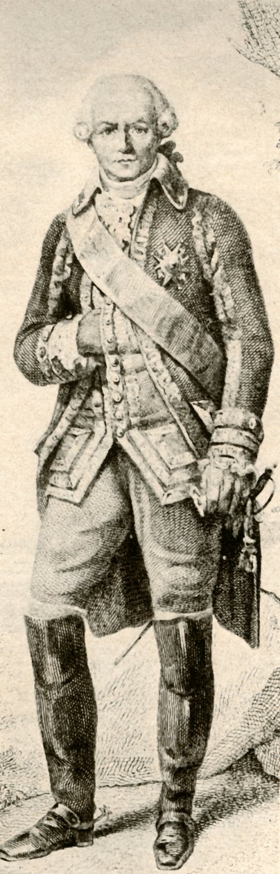 कोमटे डे रोशाम्बू, एक फ्रांसीसी अधिकारी की पोशाक दिखाते हुए, 1791, 1937। द्वारा अज्ञात