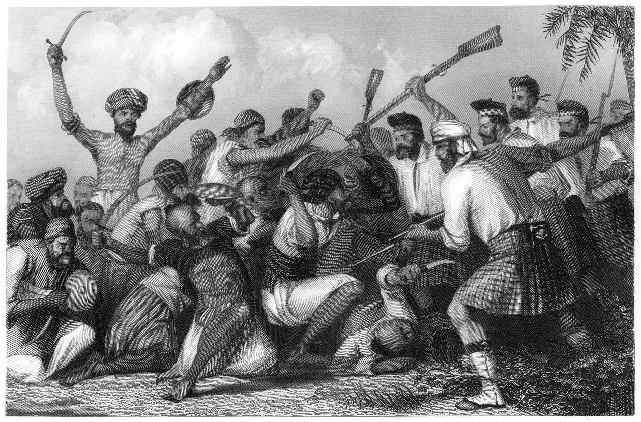 बरेली से पहले गज़ेस के साथ संघर्ष, 6 मई 1858, सी 1860 द्वारा अज्ञात