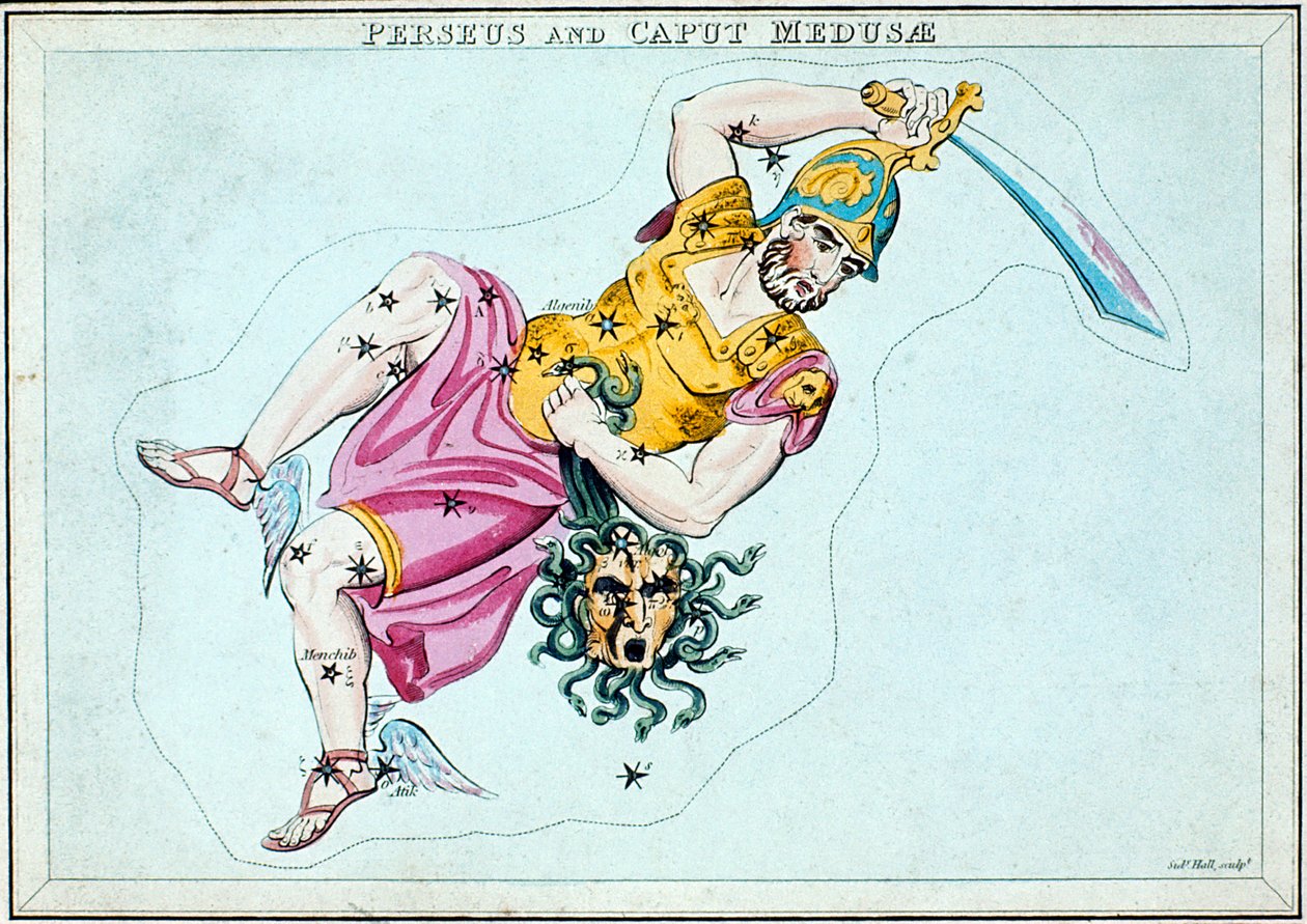 पर्सियस का नक्षत्र, उसे मेडुसा के सिर को ले जाता दिखा, c1820 द्वारा अज्ञात