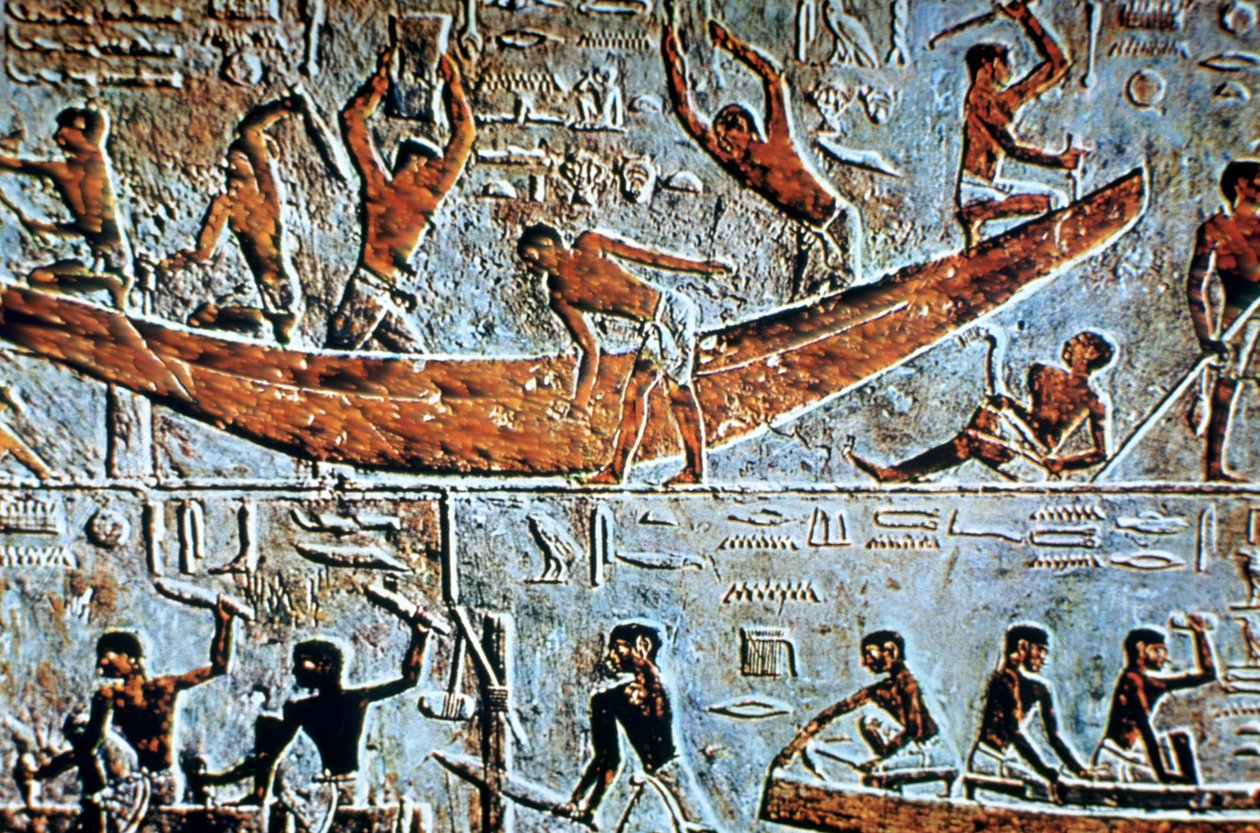 एक नाव, दीवार राहत, Saqqara, मिस्र का निर्माण द्वारा अज्ञात