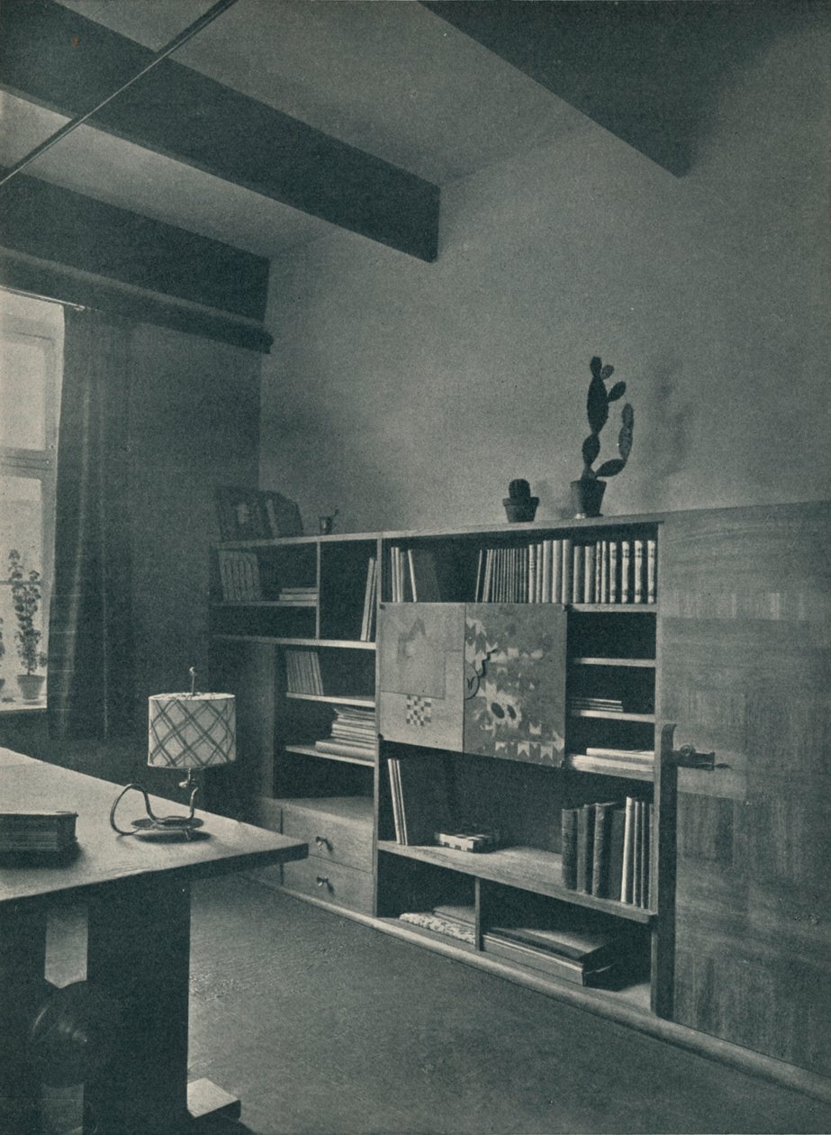 हंस हार्टल द्वारा डिजाइन एक पुस्तकालय का कोना, c1927 द्वारा अज्ञात