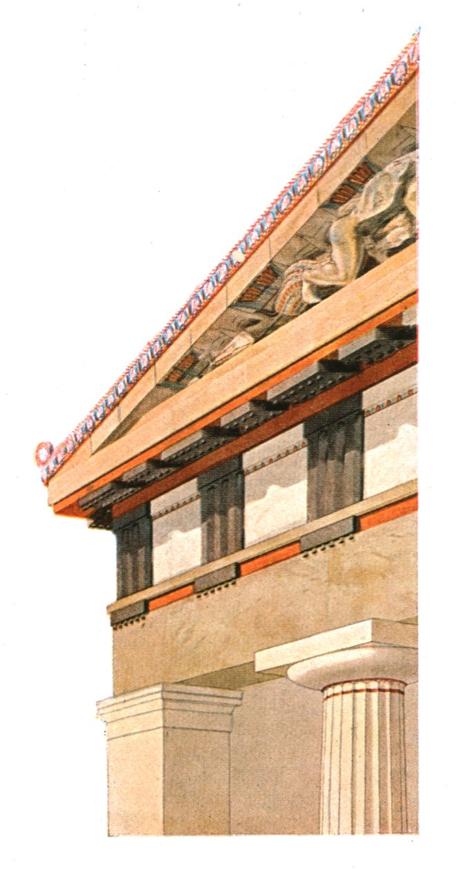 1928 के ग्रीस के एथेंस में एक्रोपोलिस पर एथेना के पुराने मंदिर के पेडन का कोना। द्वारा अज्ञात