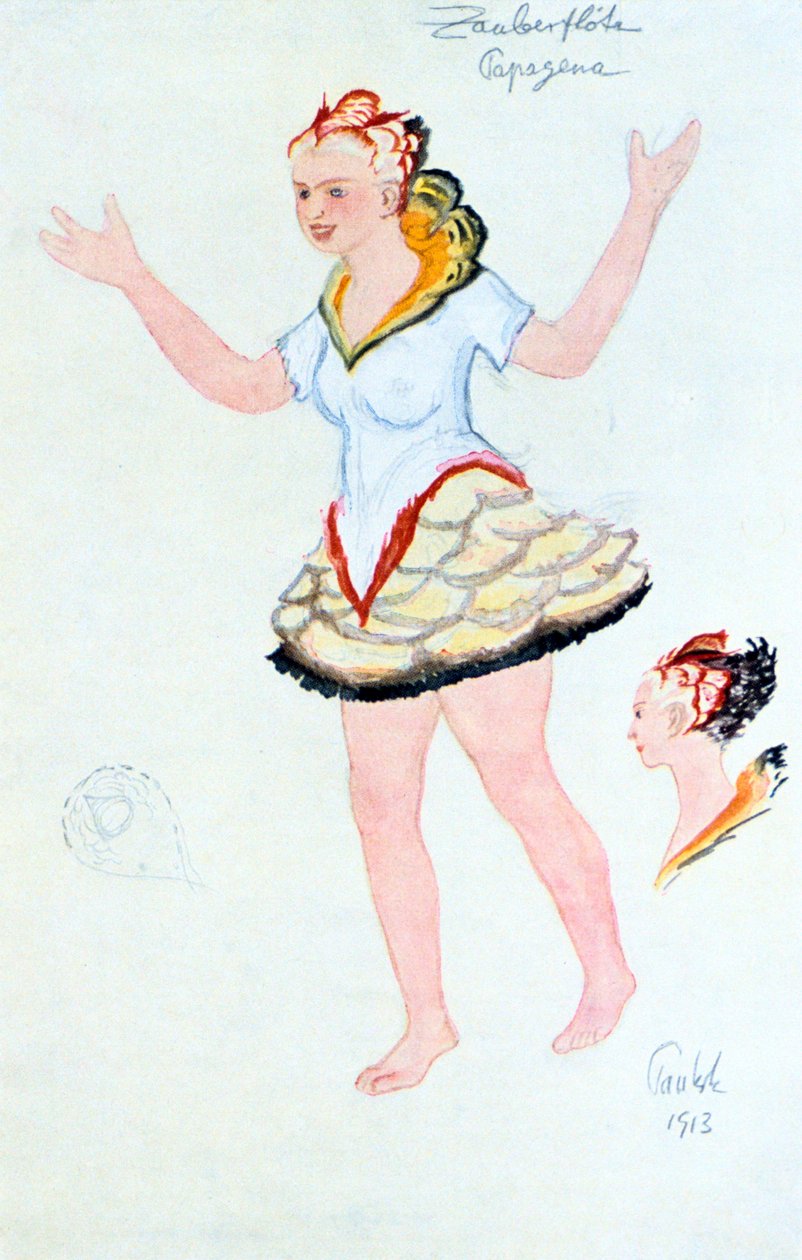 पपीगेना के लिए पोशाक डिजाइन, 1913 द्वारा अज्ञात
