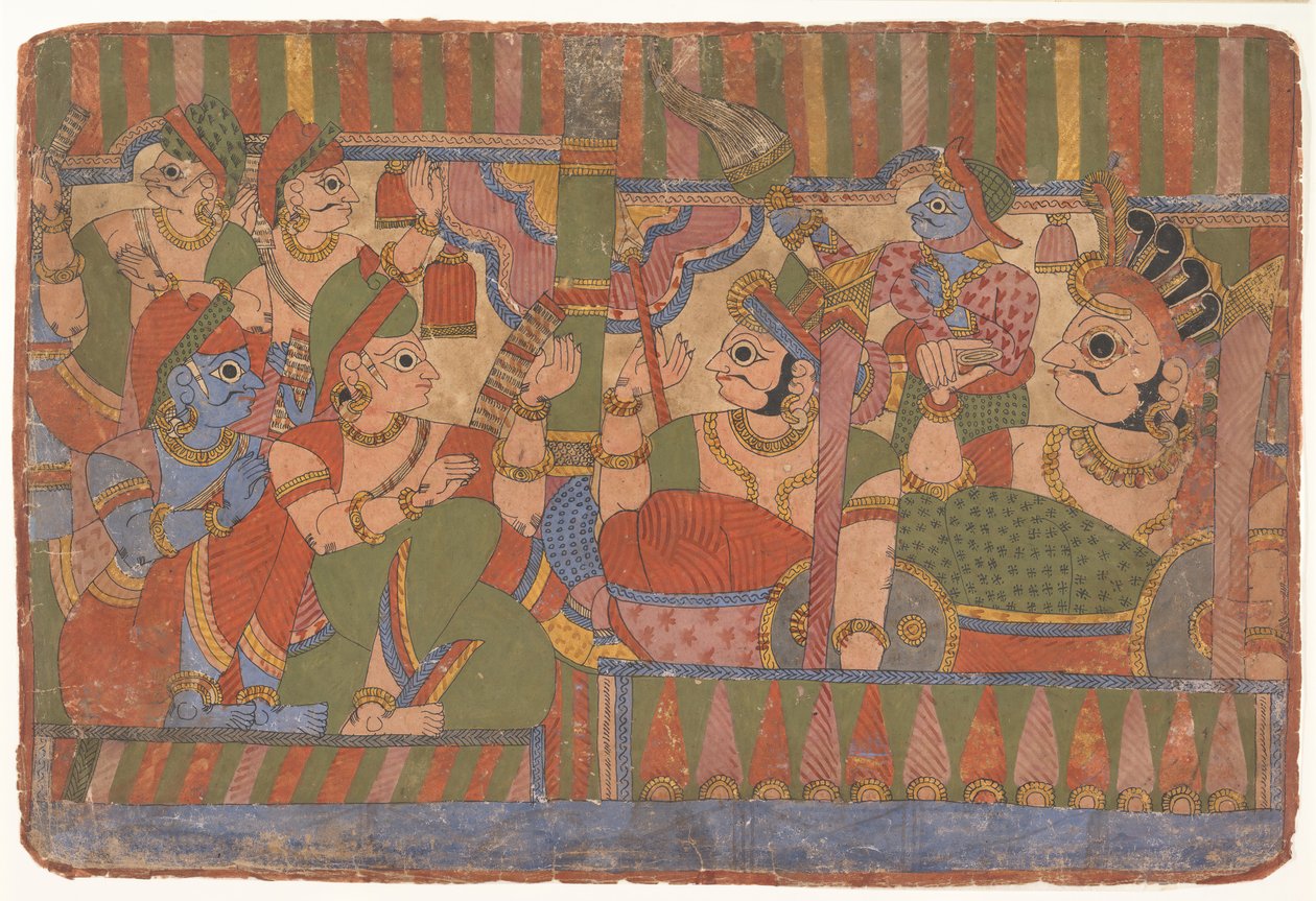 नायकों की परिषद ... महाभारत के एक विस्थापित महाभारत से, सीए। 1800। द्वारा अज्ञात