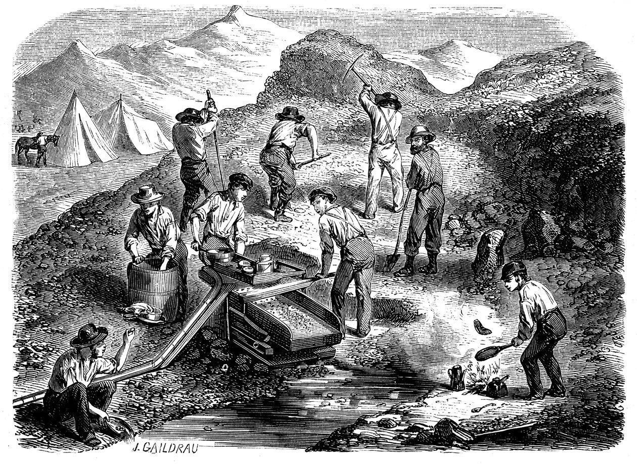कैलिफ़ोर्निया के सोने के खेतों में सोने के लिए पालना, 1849 द्वारा अज्ञात