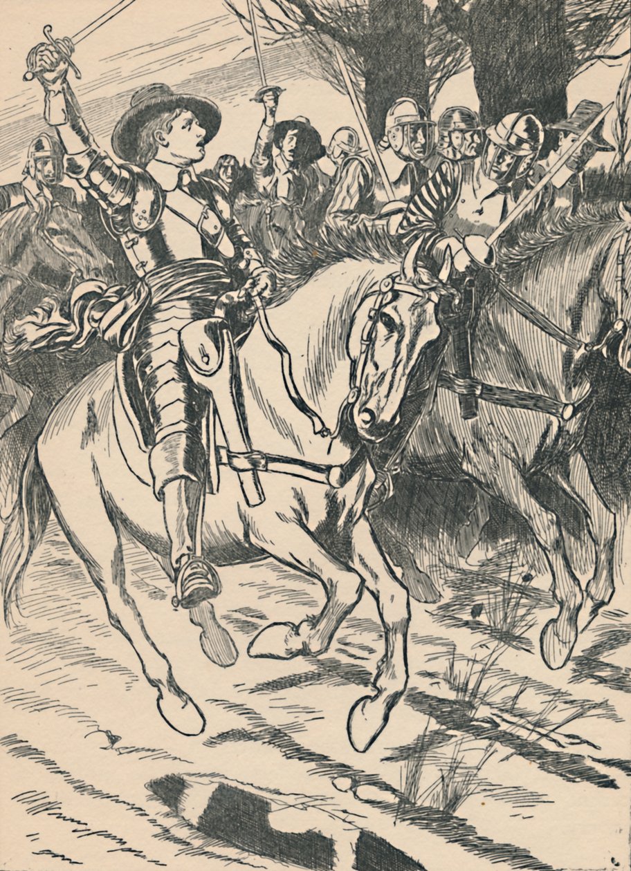 क्रॉमवेल लड़ाई के लिए अपने आयरनसाइड्स को छोड़ देता है, c1907 द्वारा अज्ञात