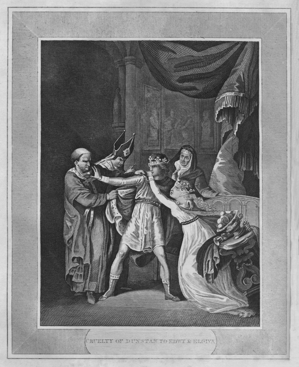 डंस्टन की क्रूरता को Edwy & Elgiva, 1838 द्वारा अज्ञात