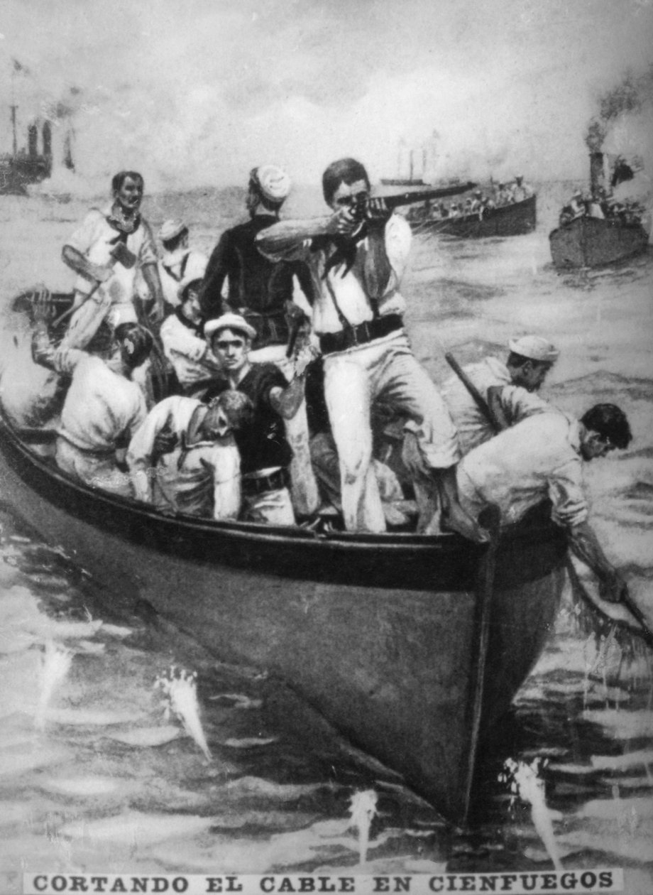 1898 में Cienfuegos केबल्स काटना द्वारा अज्ञात