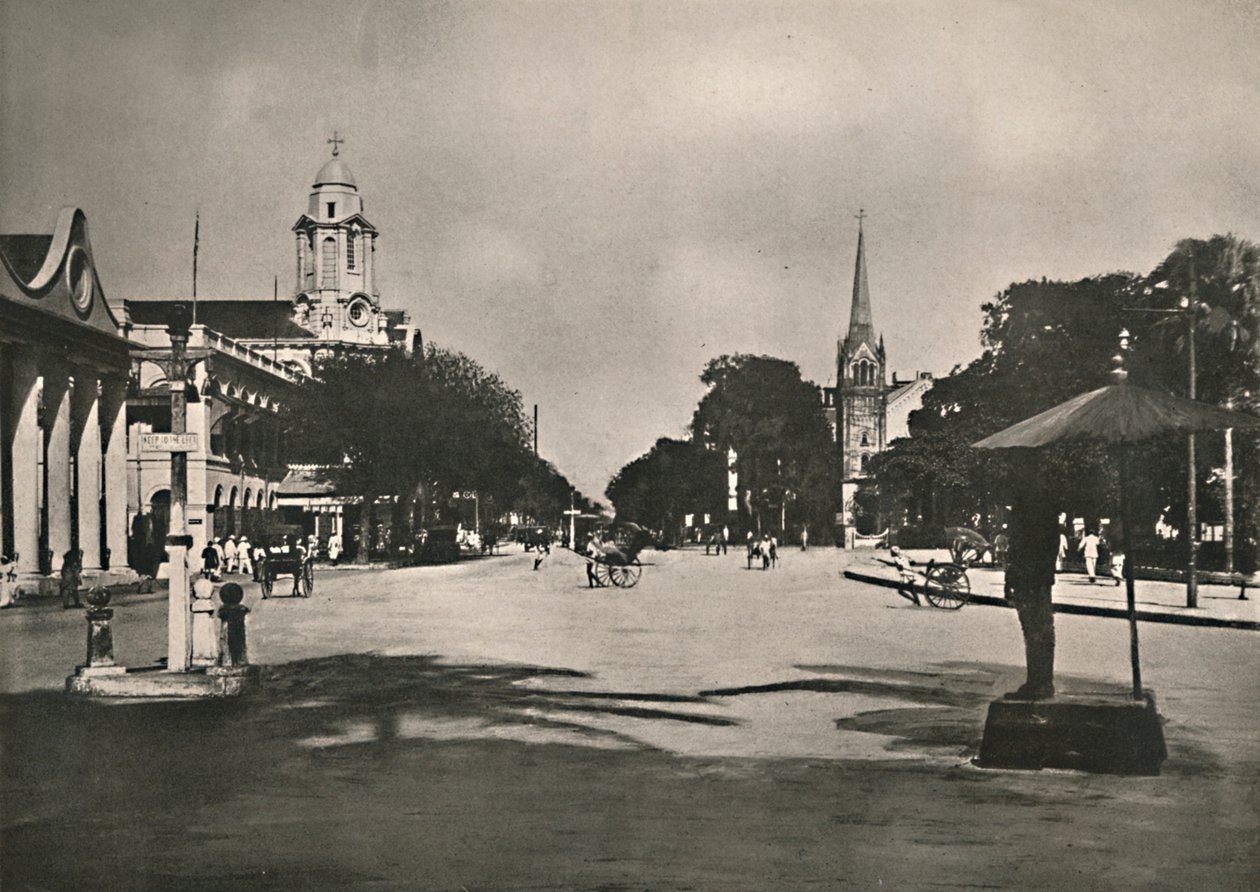 डलहौजी स्ट्रीट, रंगून, 1900। द्वारा अज्ञात